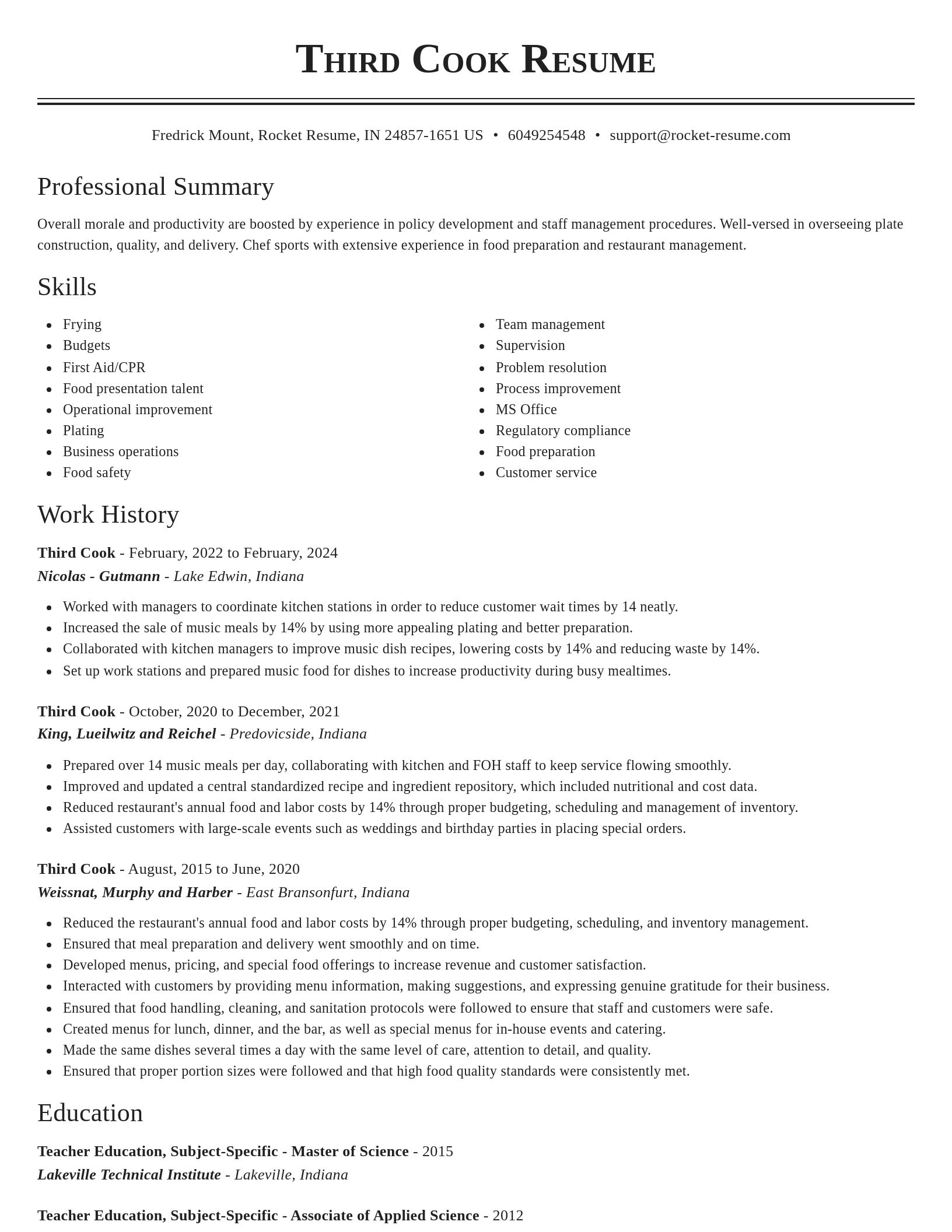 Classic resume template