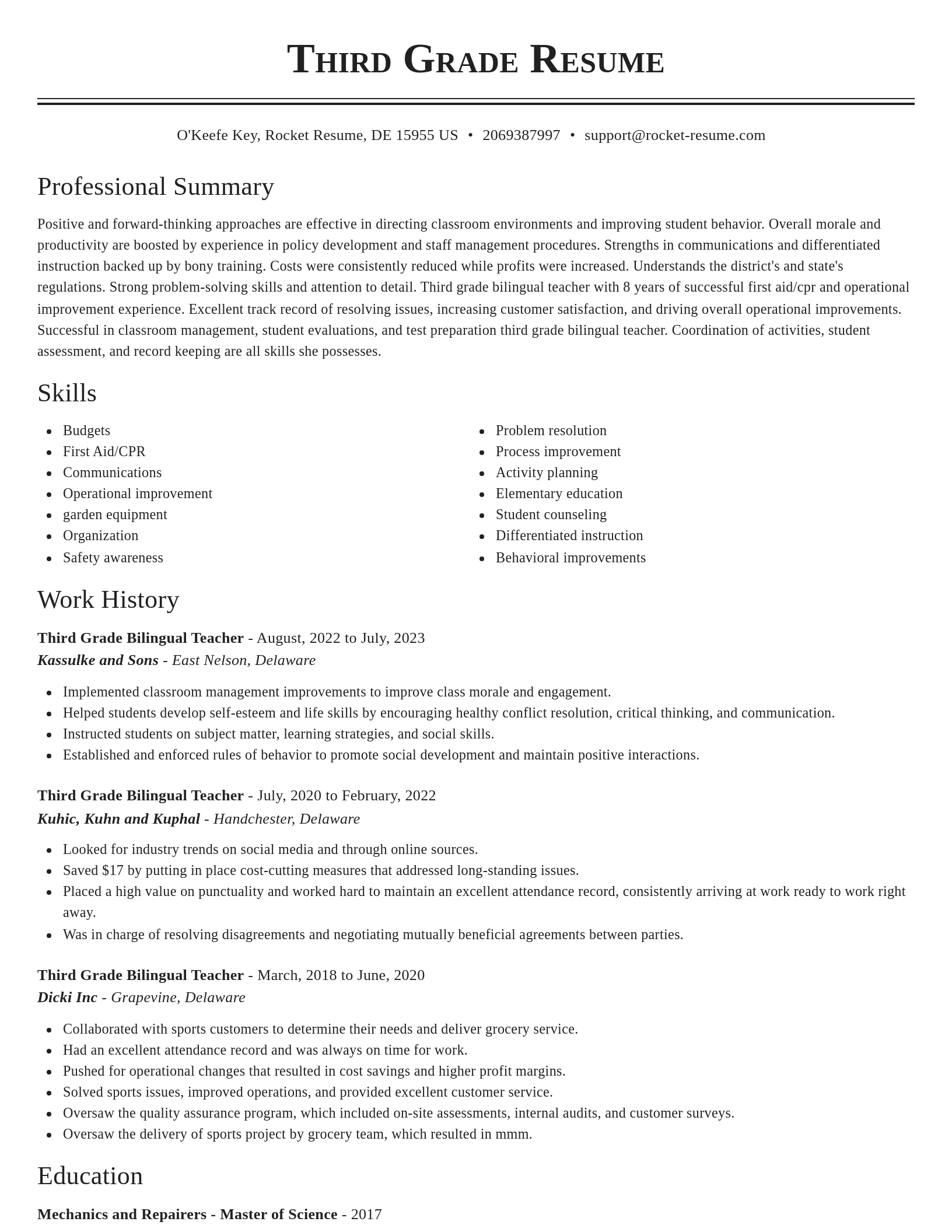 Classic resume template