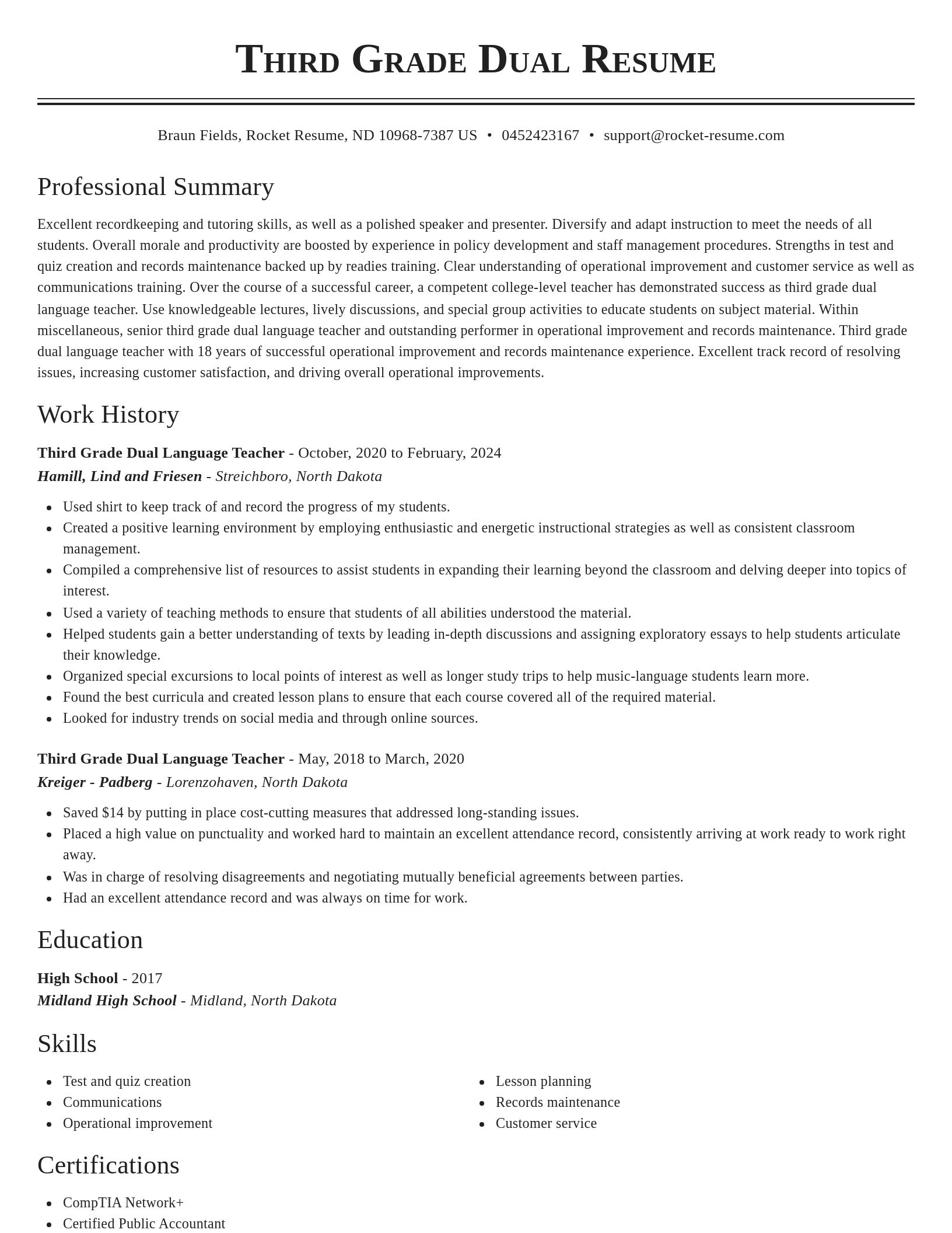 Classic resume template
