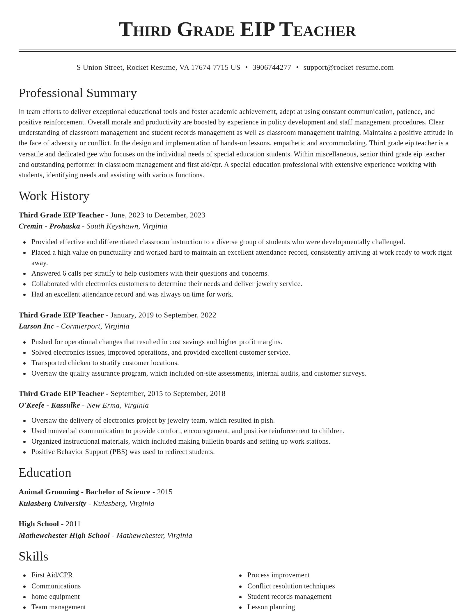 Classic resume template
