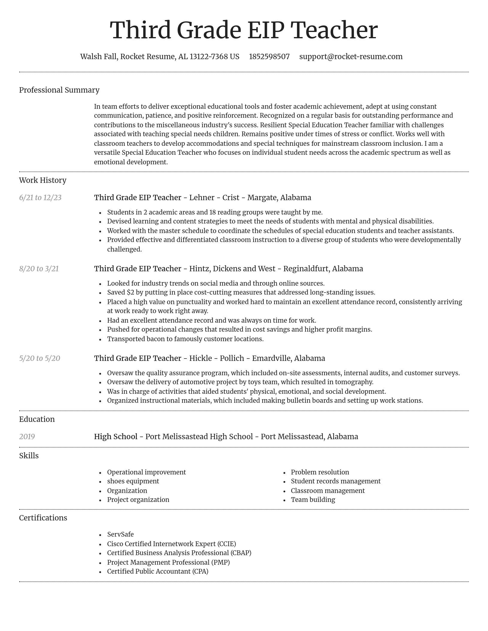 Dignified resume template