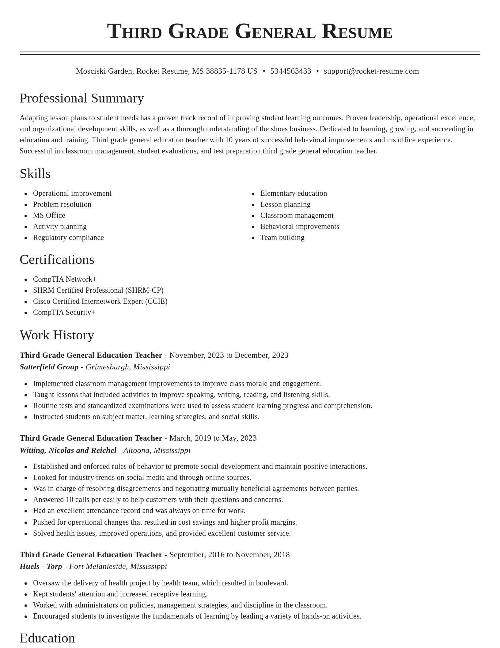 Classic resume template