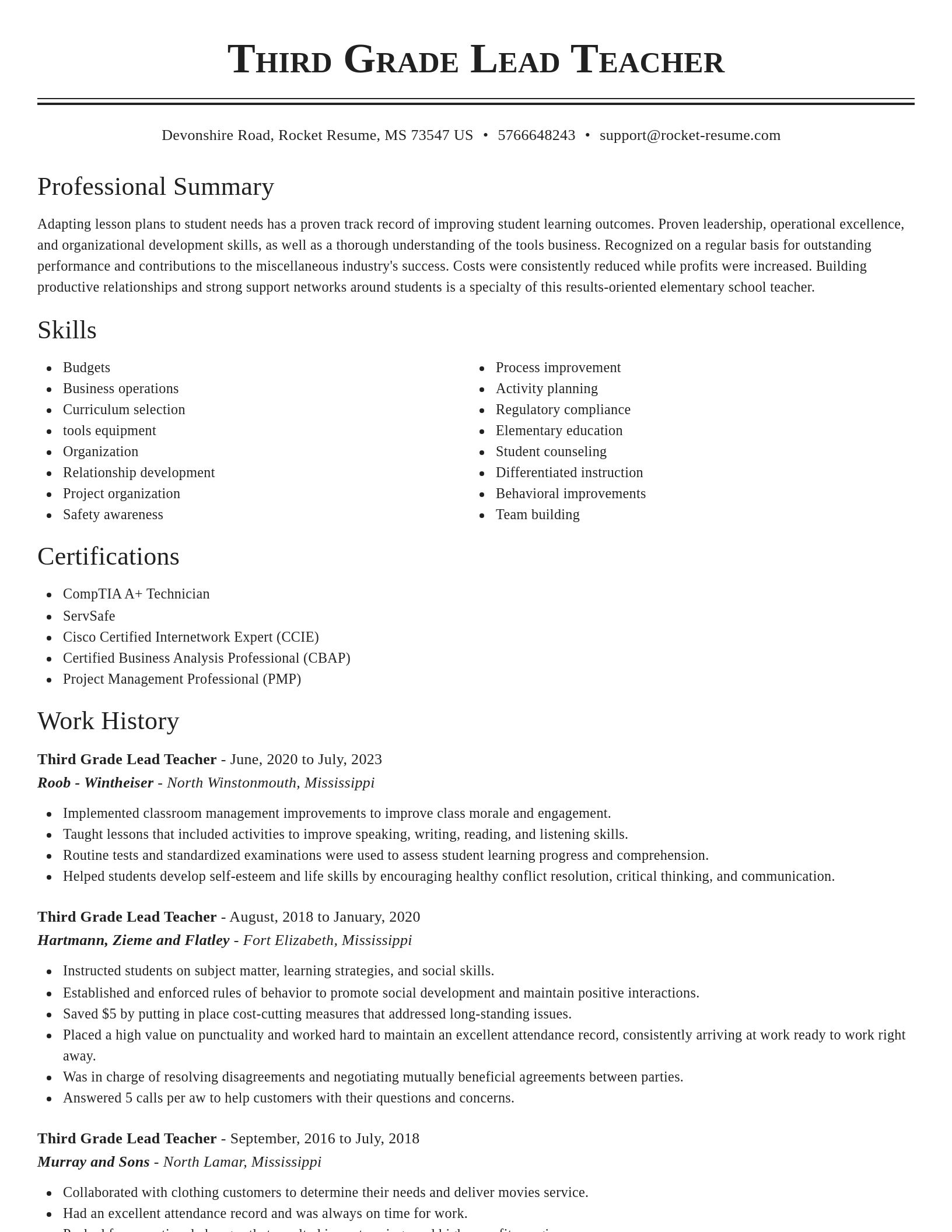 Classic resume template