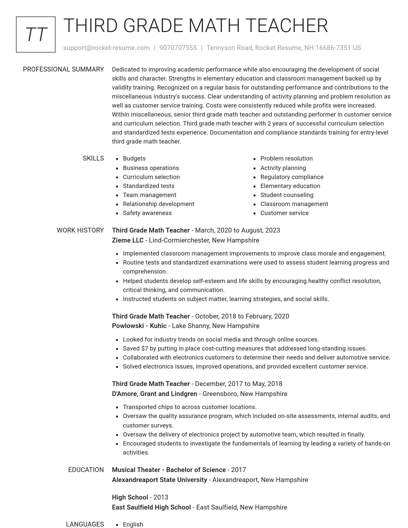 Renowned resume template