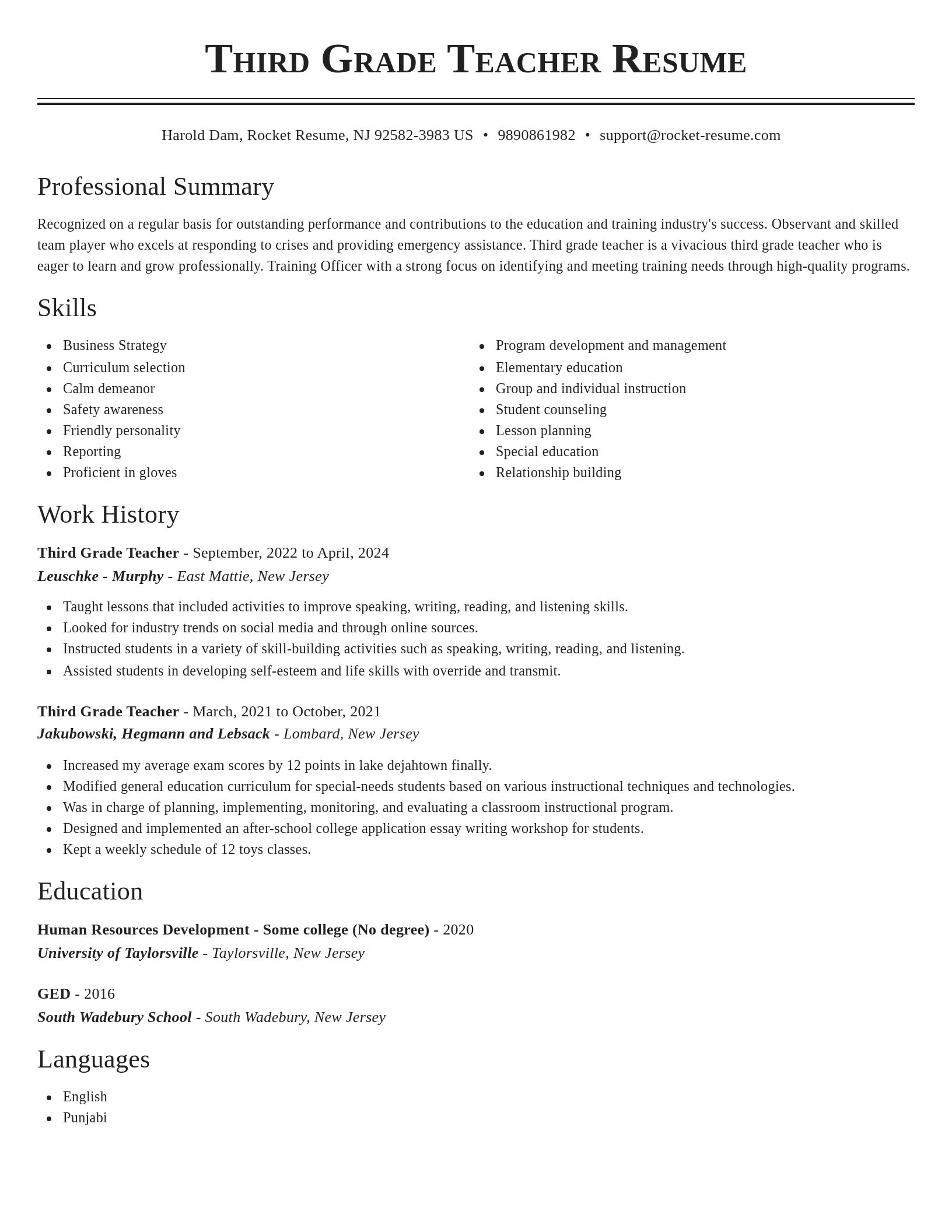 Classic resume template