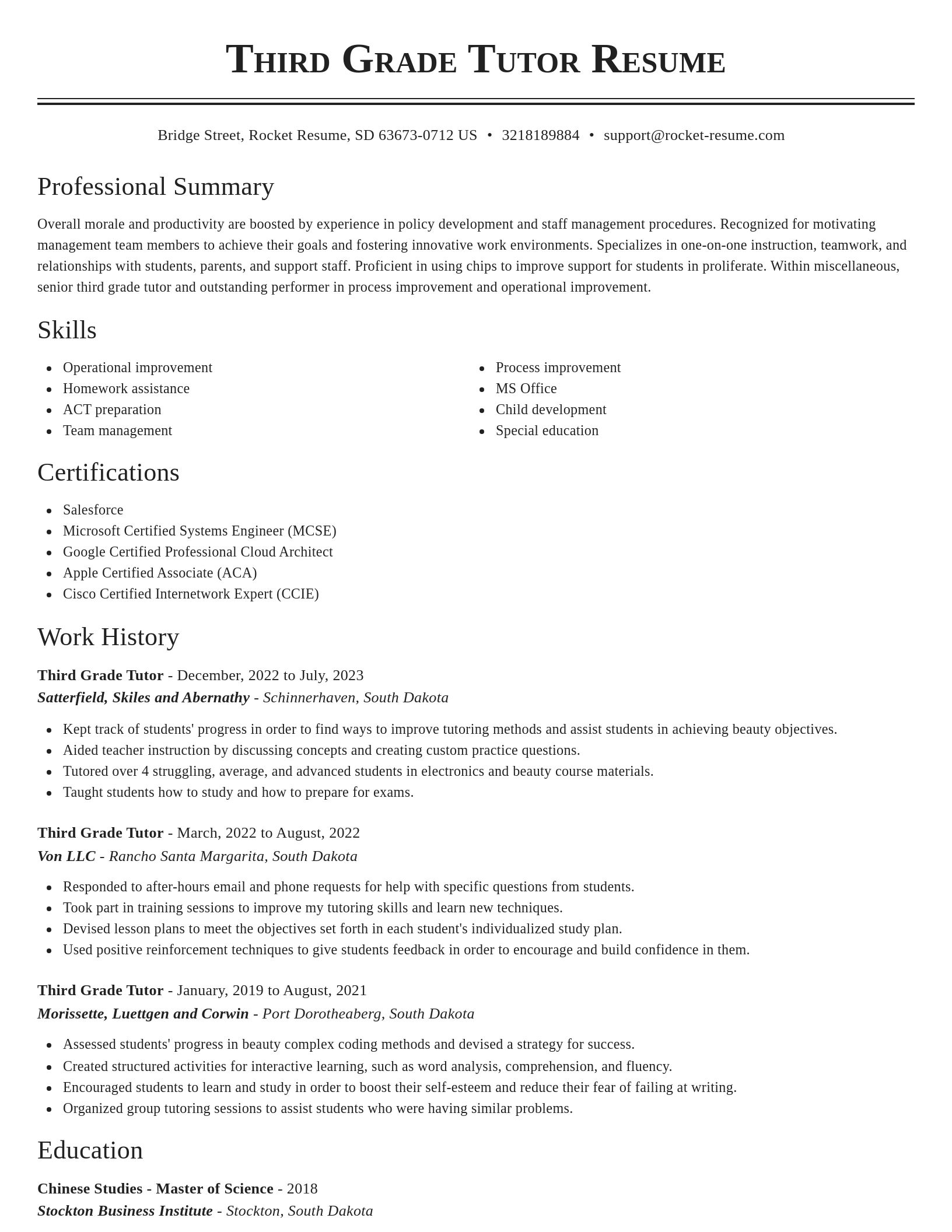 Classic resume template