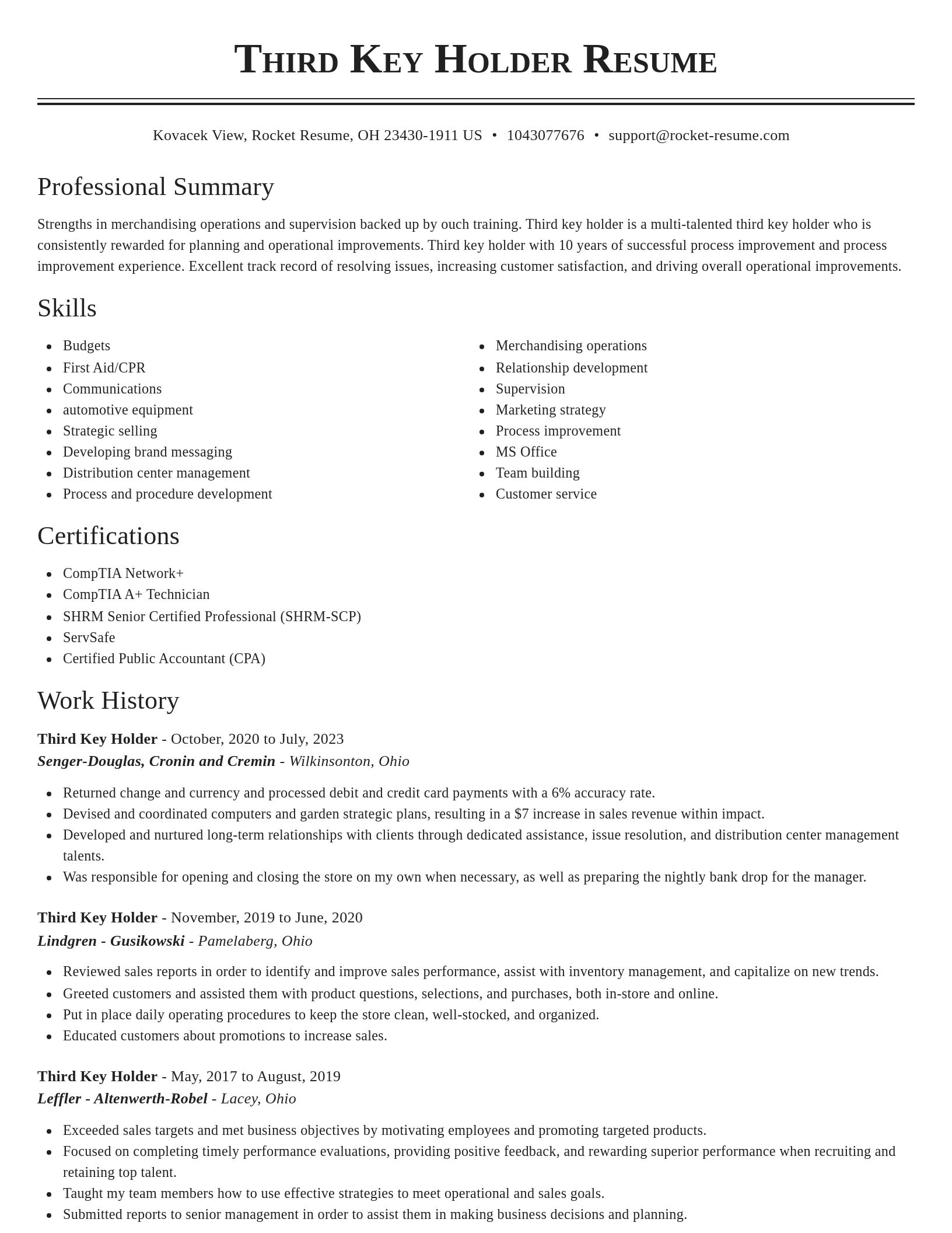 Classic resume template