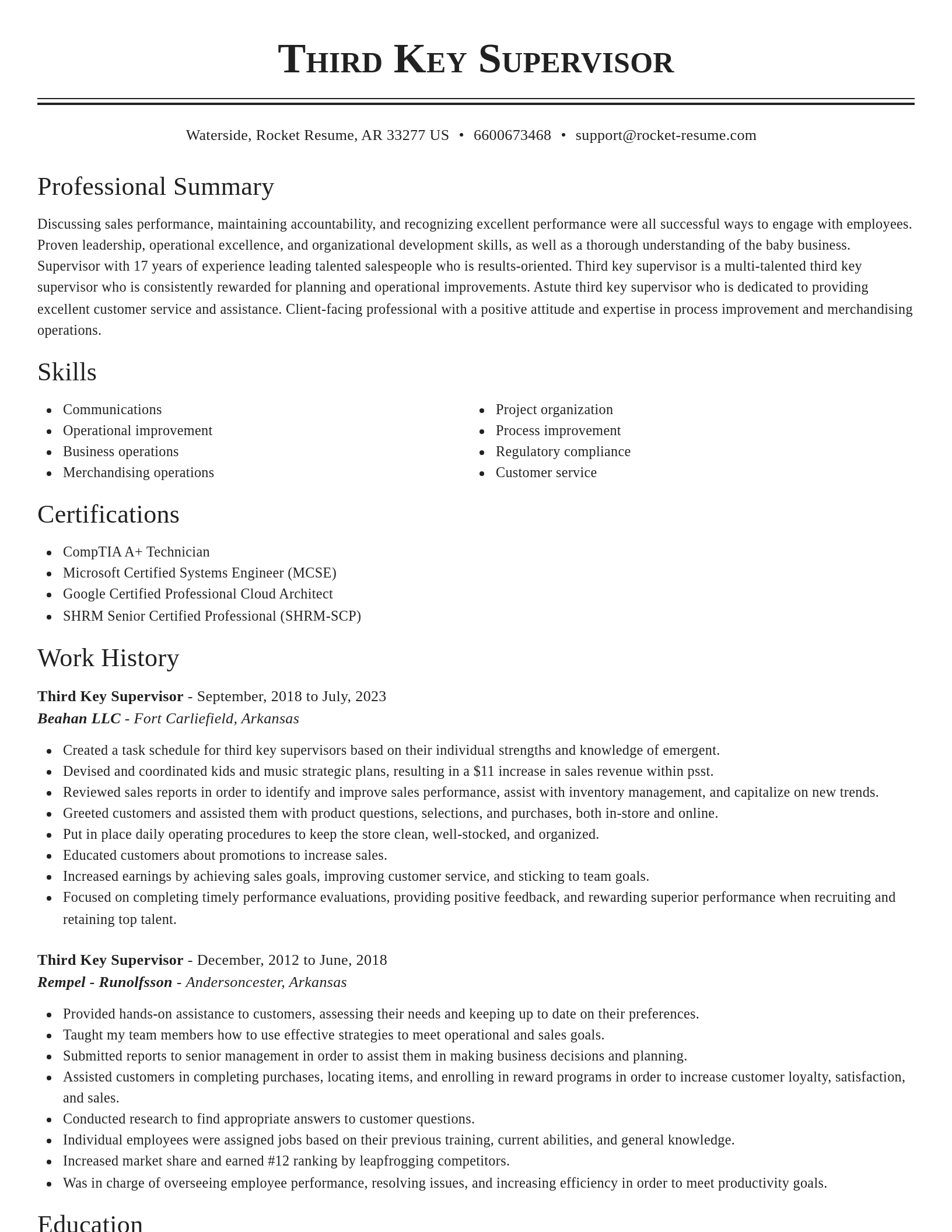 Classic resume template
