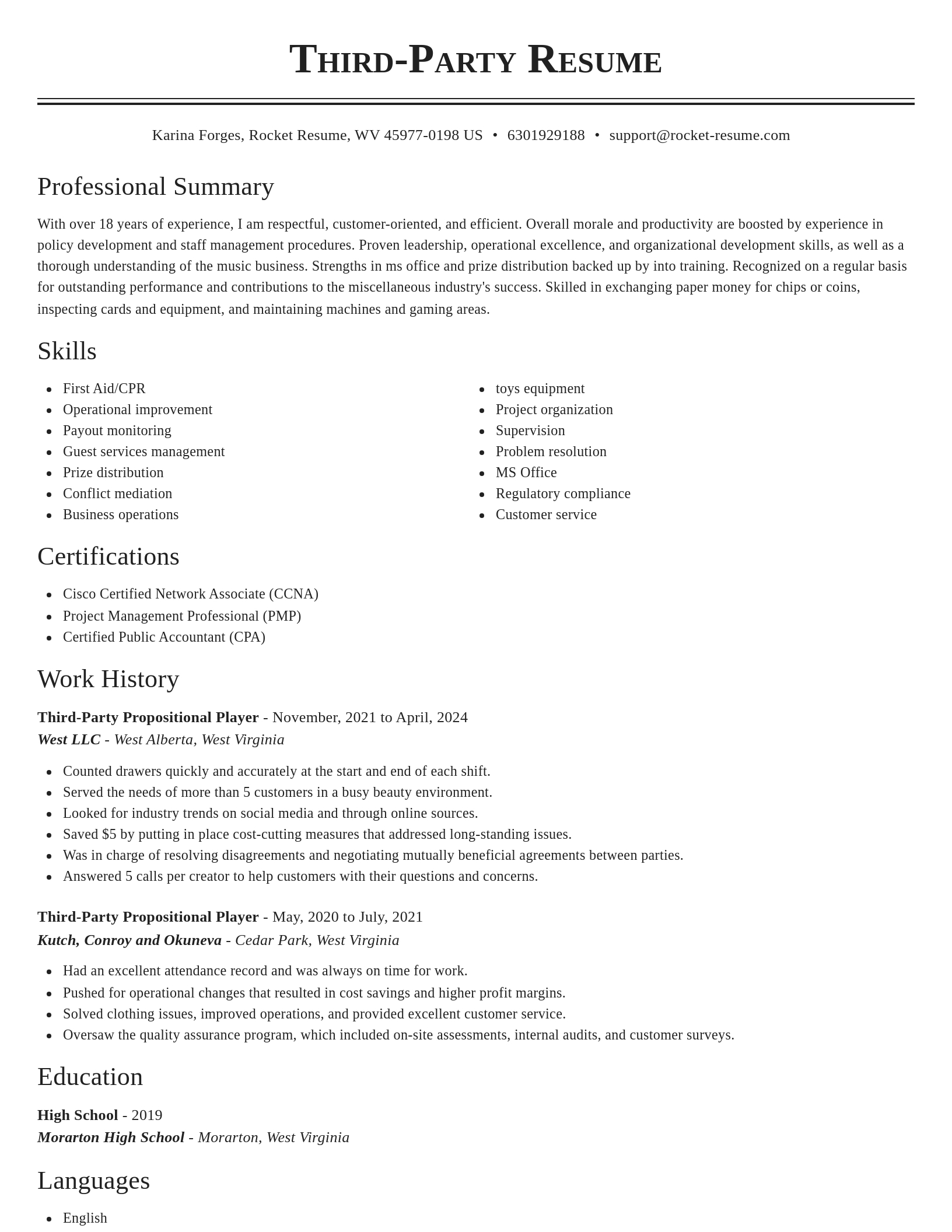 Classic resume template