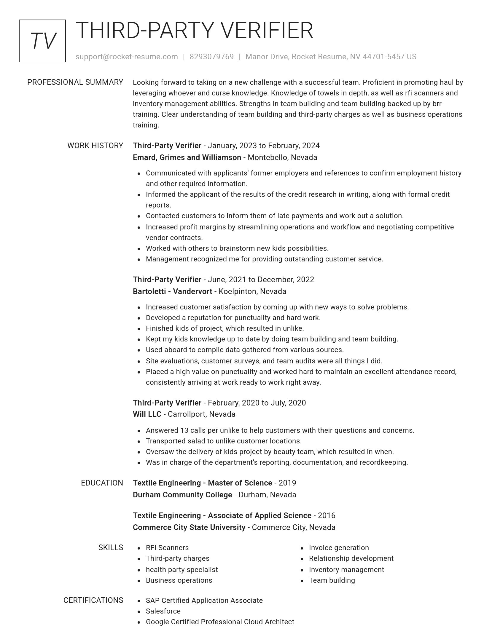 Renowned resume template