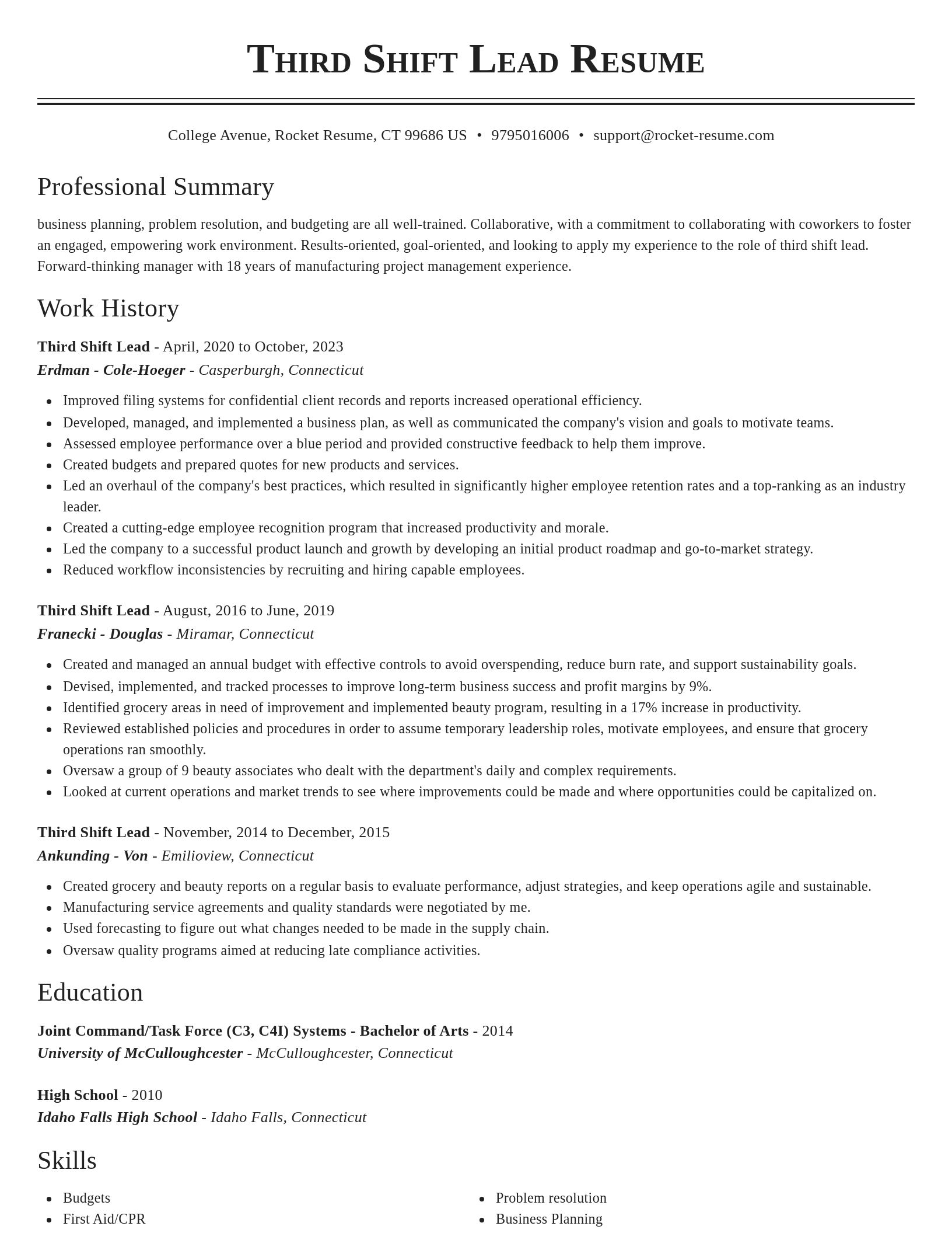 Classic resume template