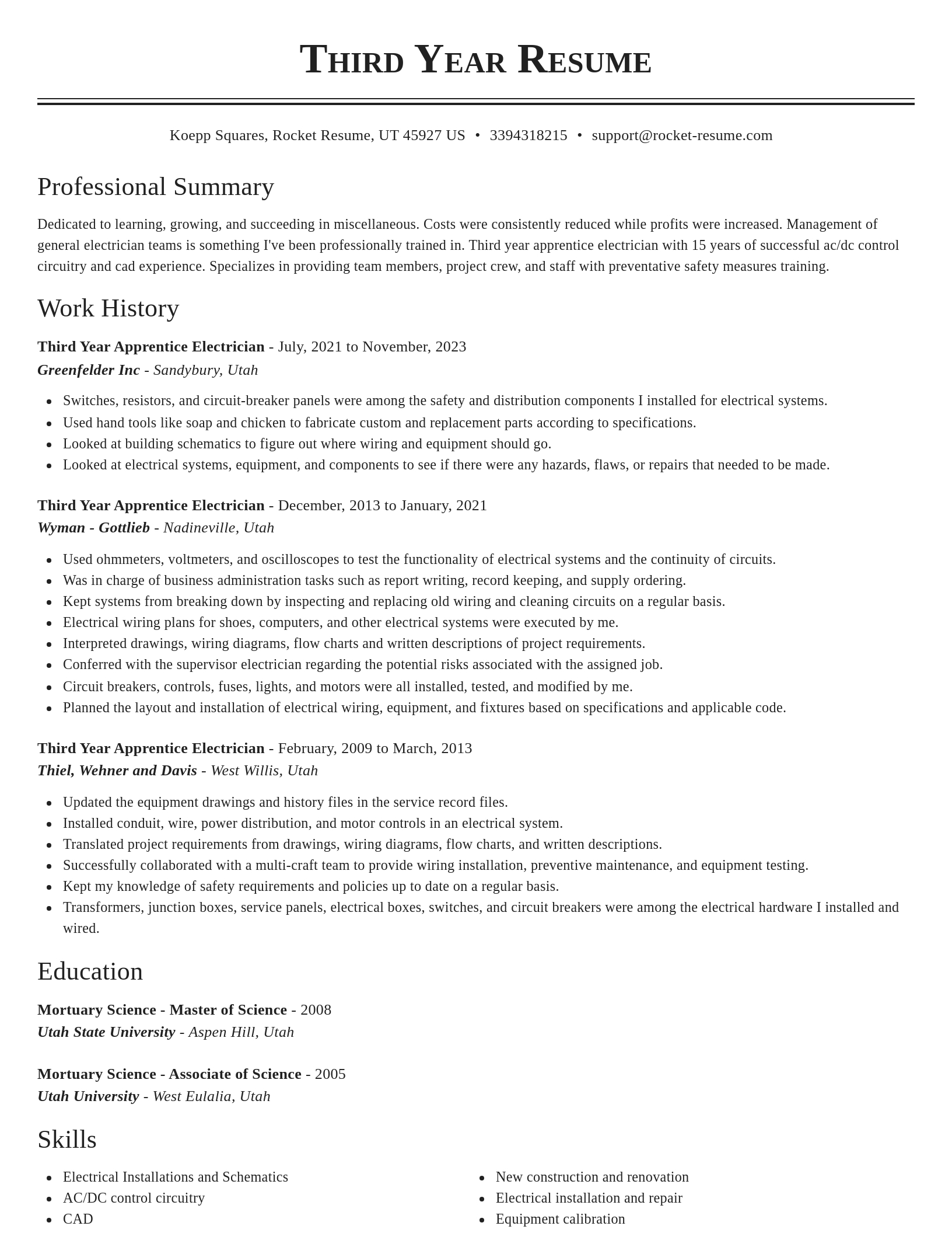 Classic resume template