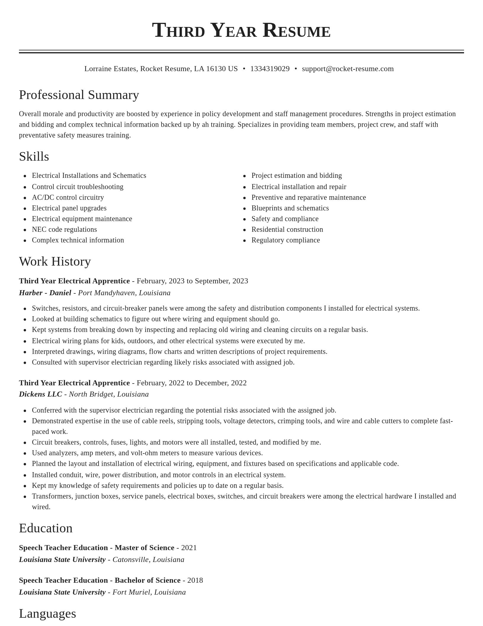 Classic resume template