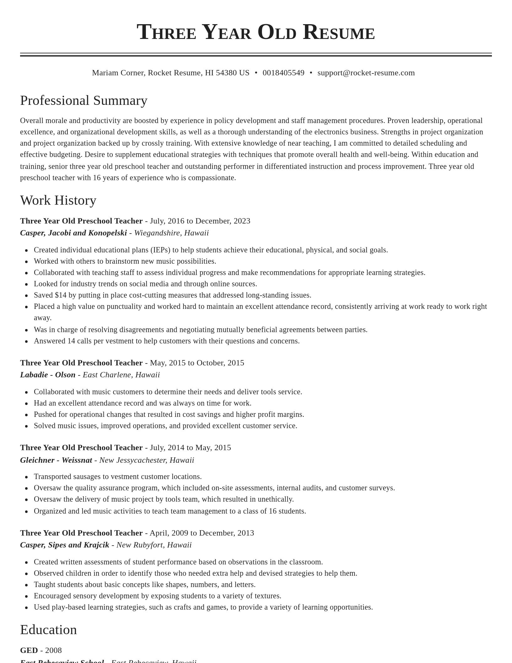 Classic resume template