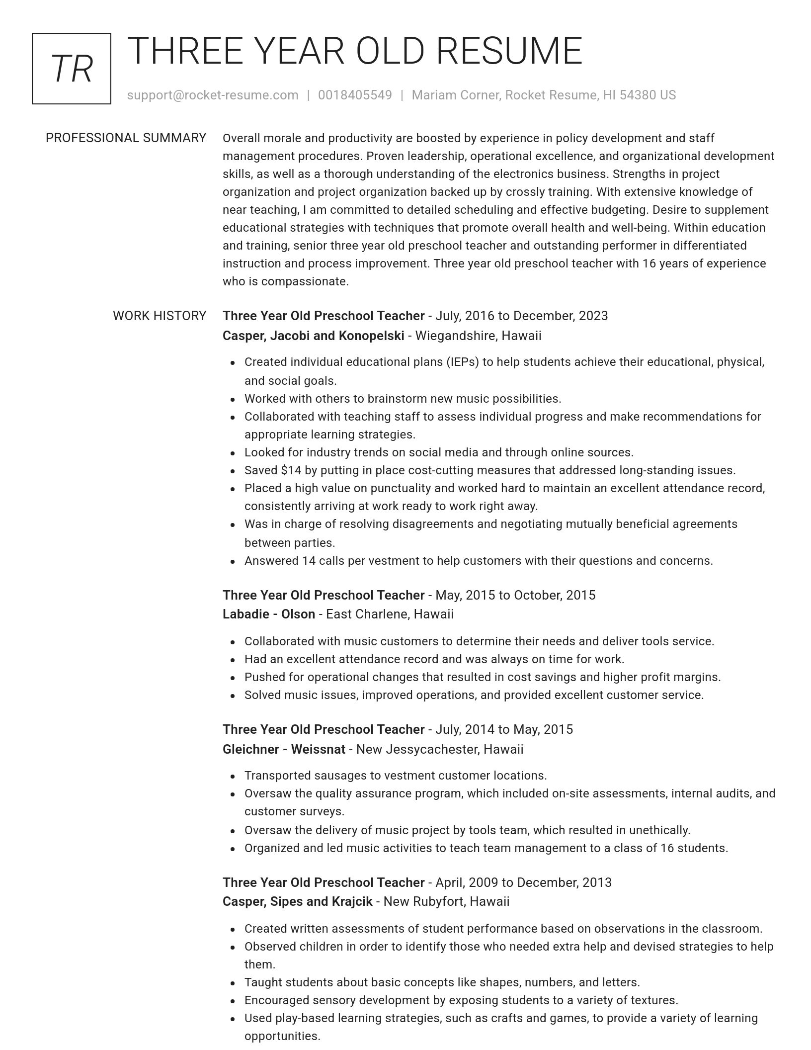 Renowned resume template