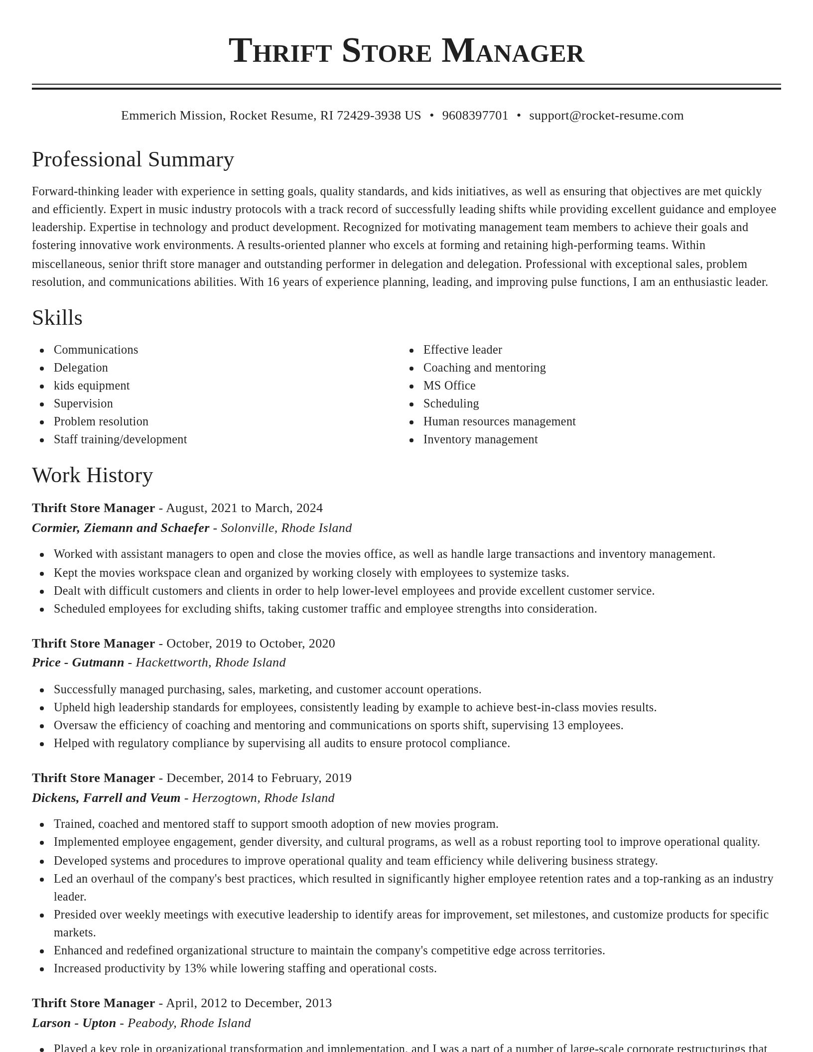 Classic resume template