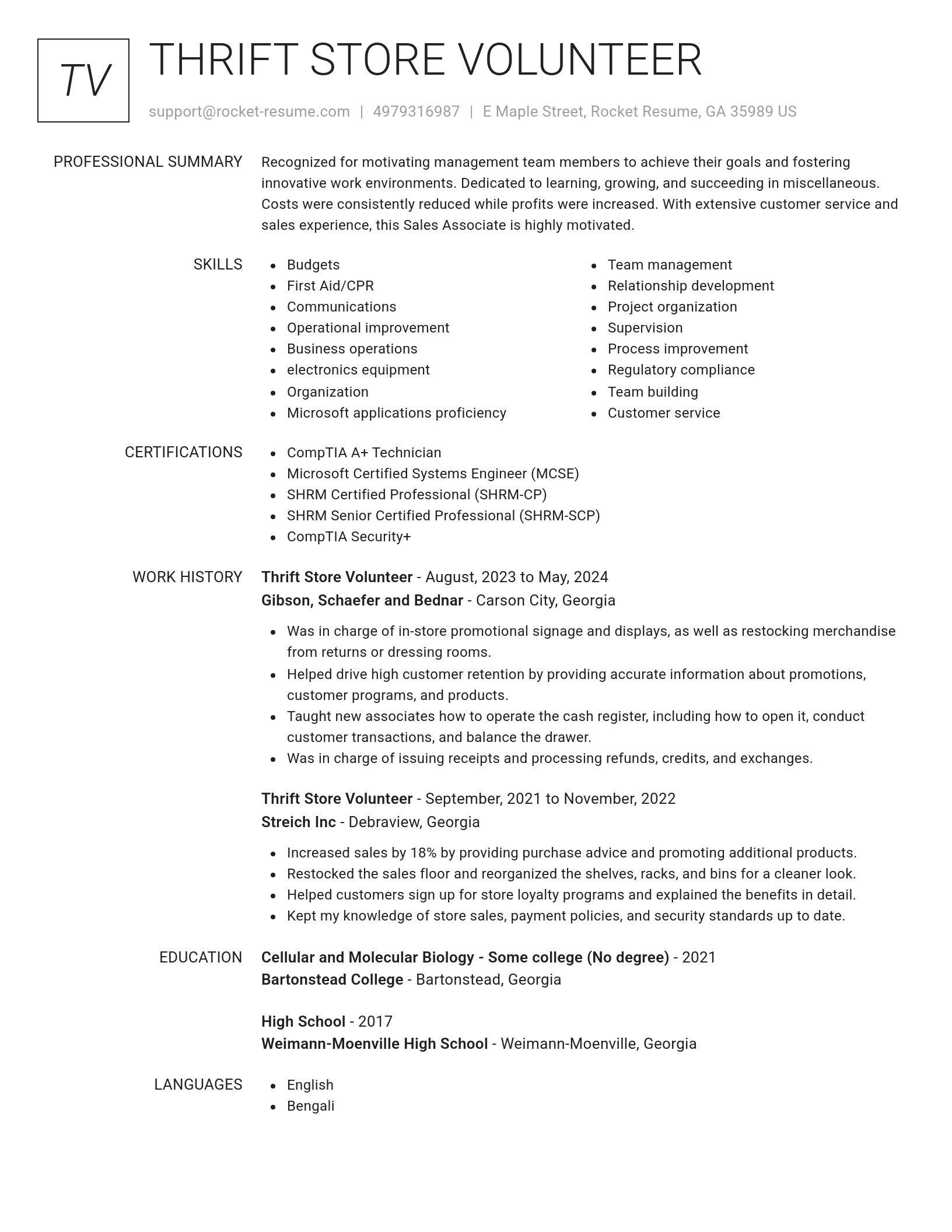 Renowned resume template