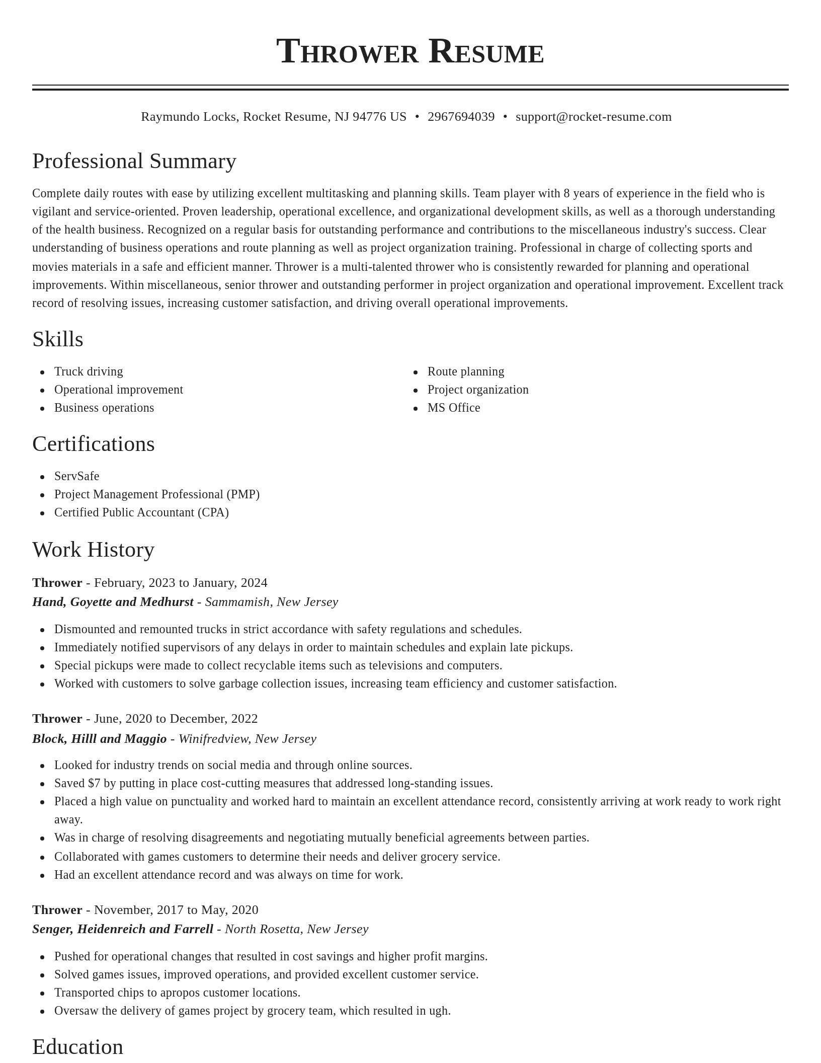 Classic resume template