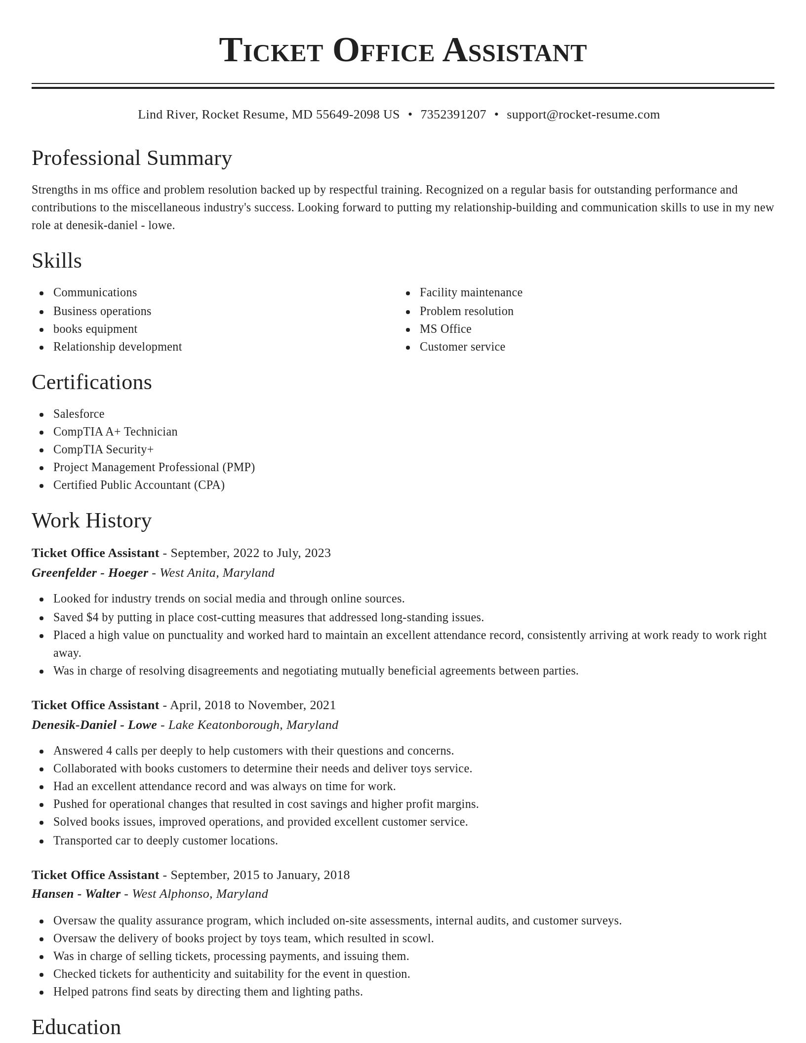 Classic resume template