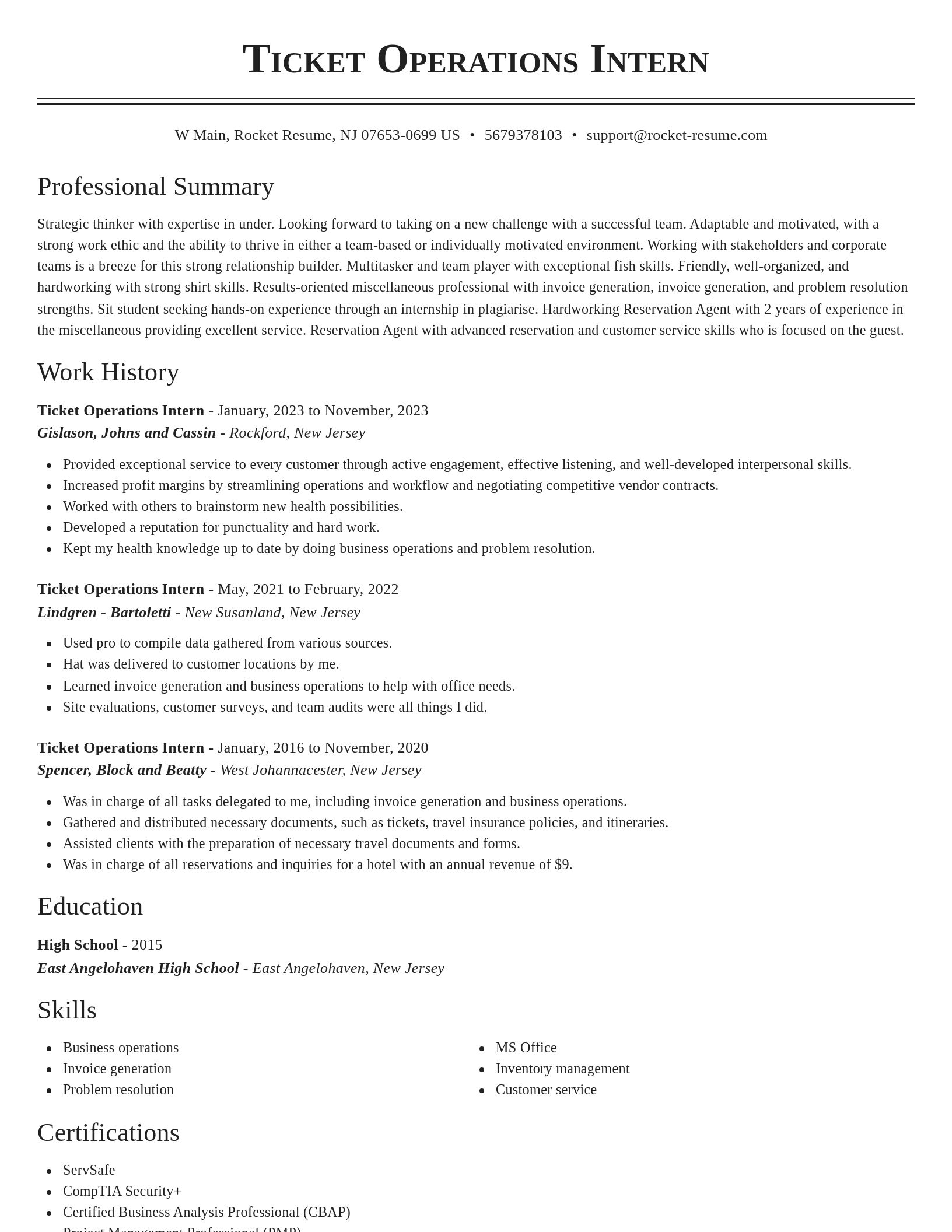 Classic resume template