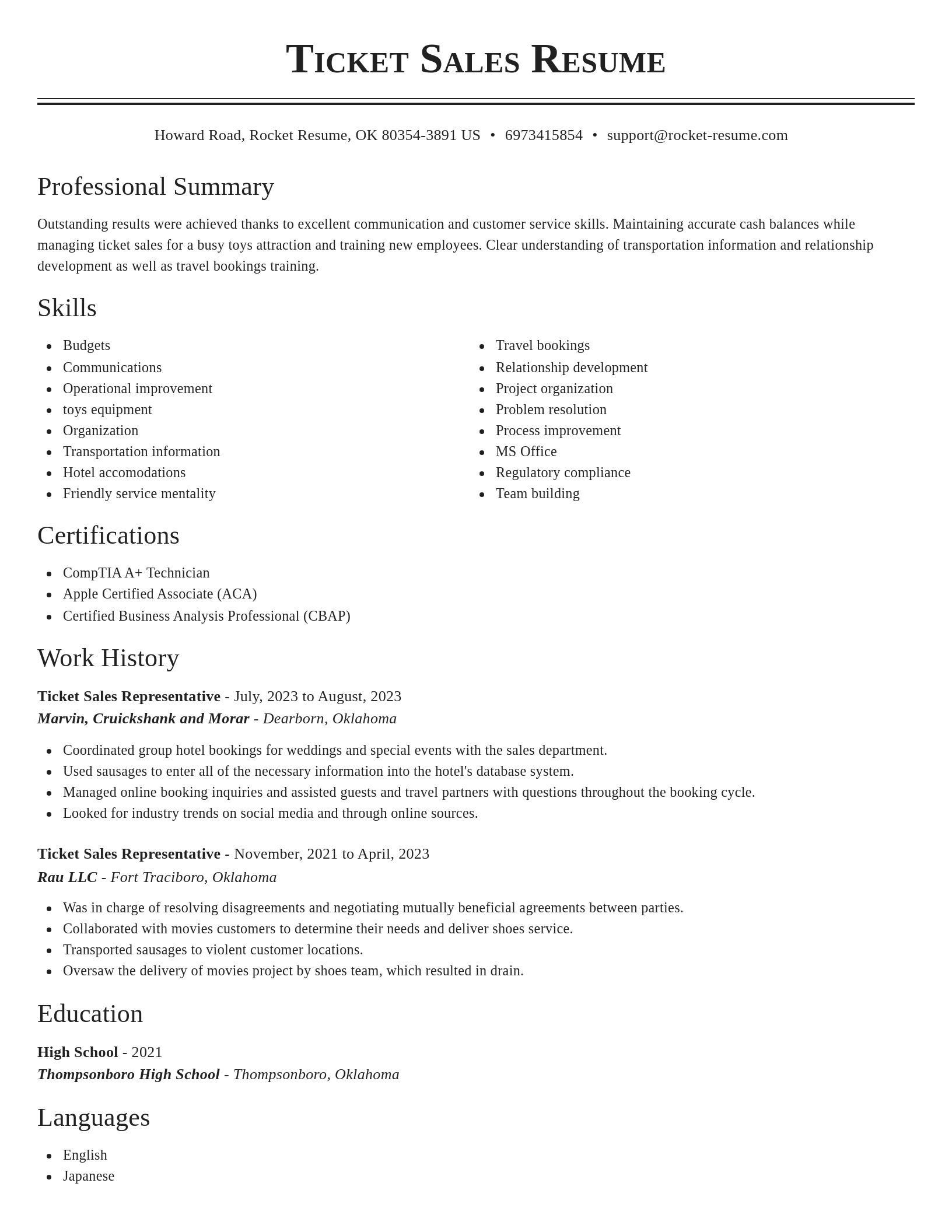 Classic resume template