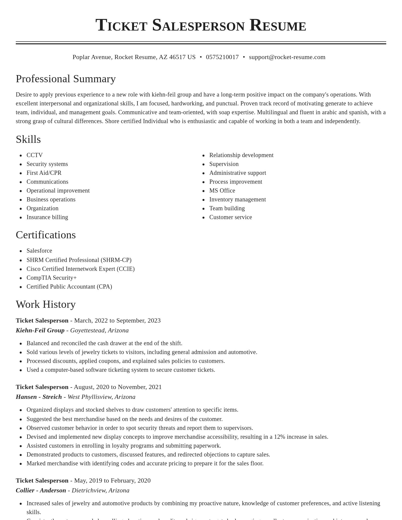Classic resume template