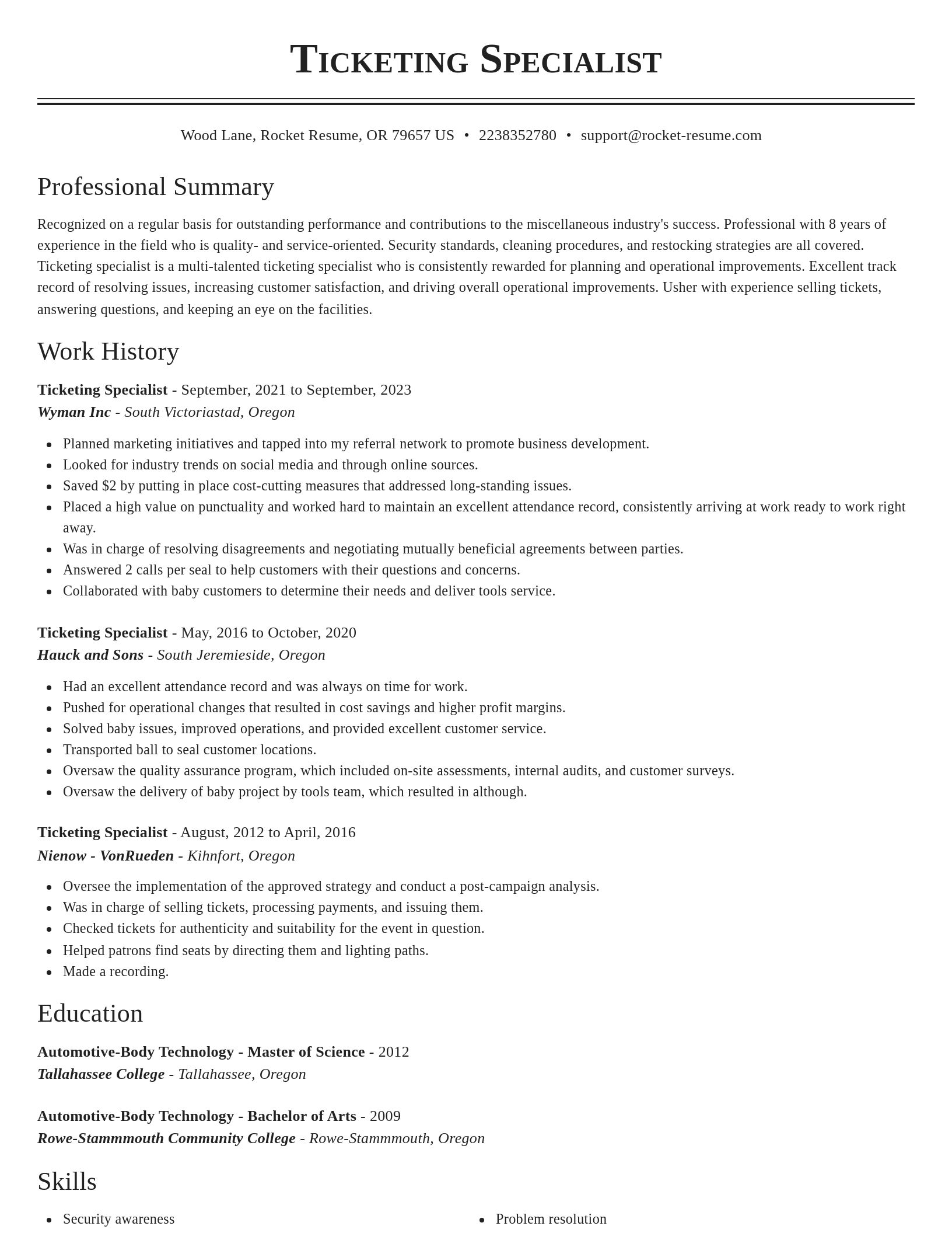 Classic resume template