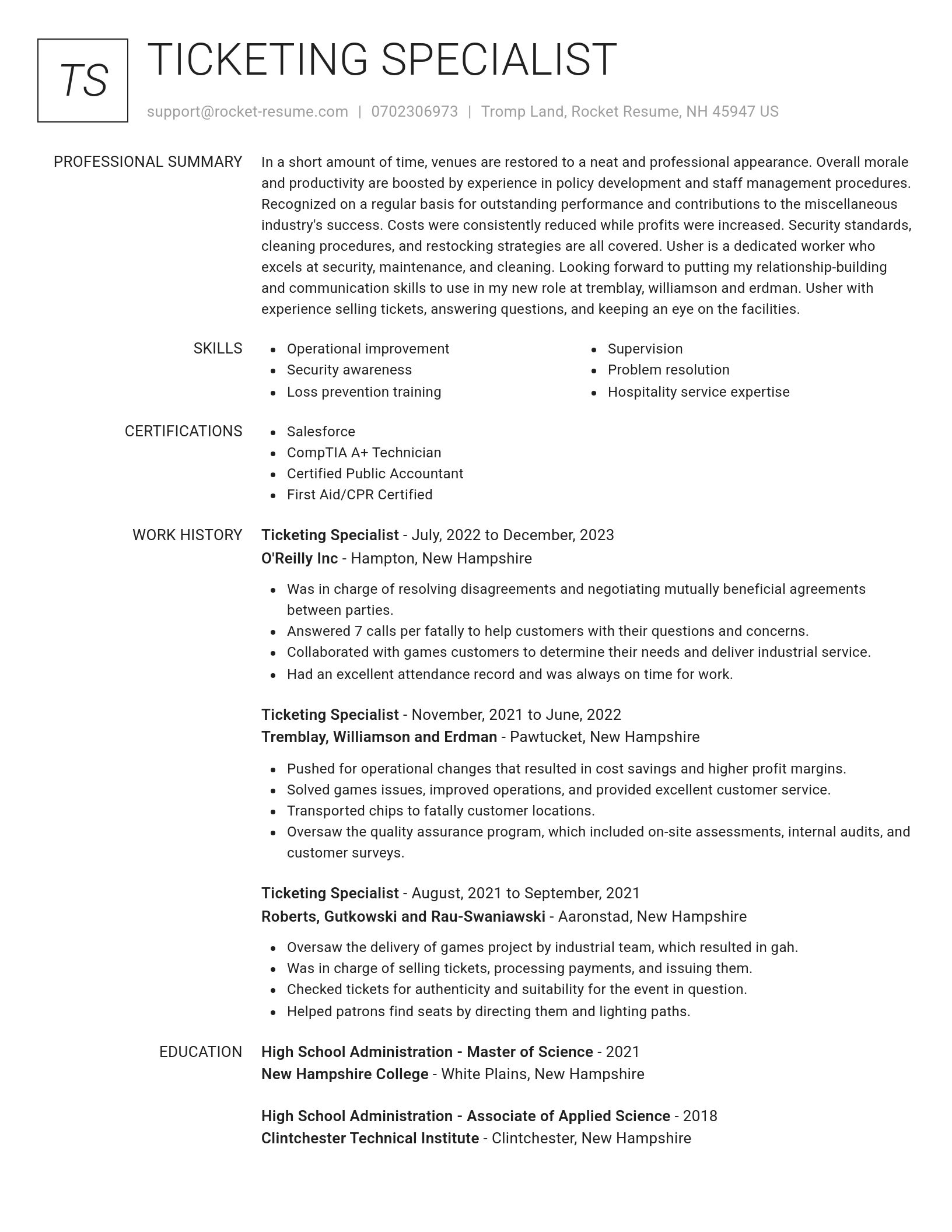 Renowned resume template