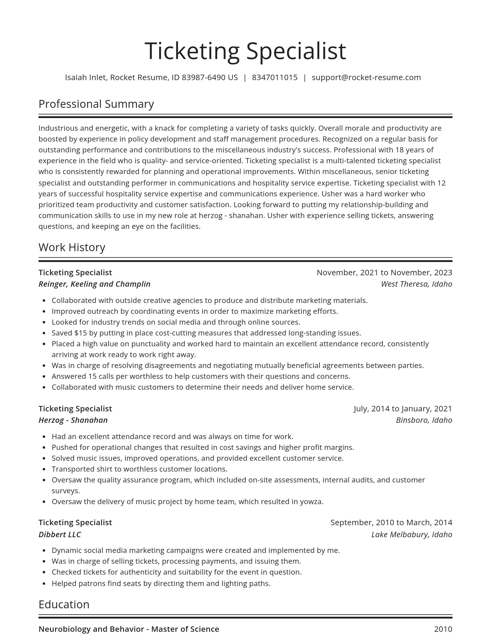 Spotlight resume template