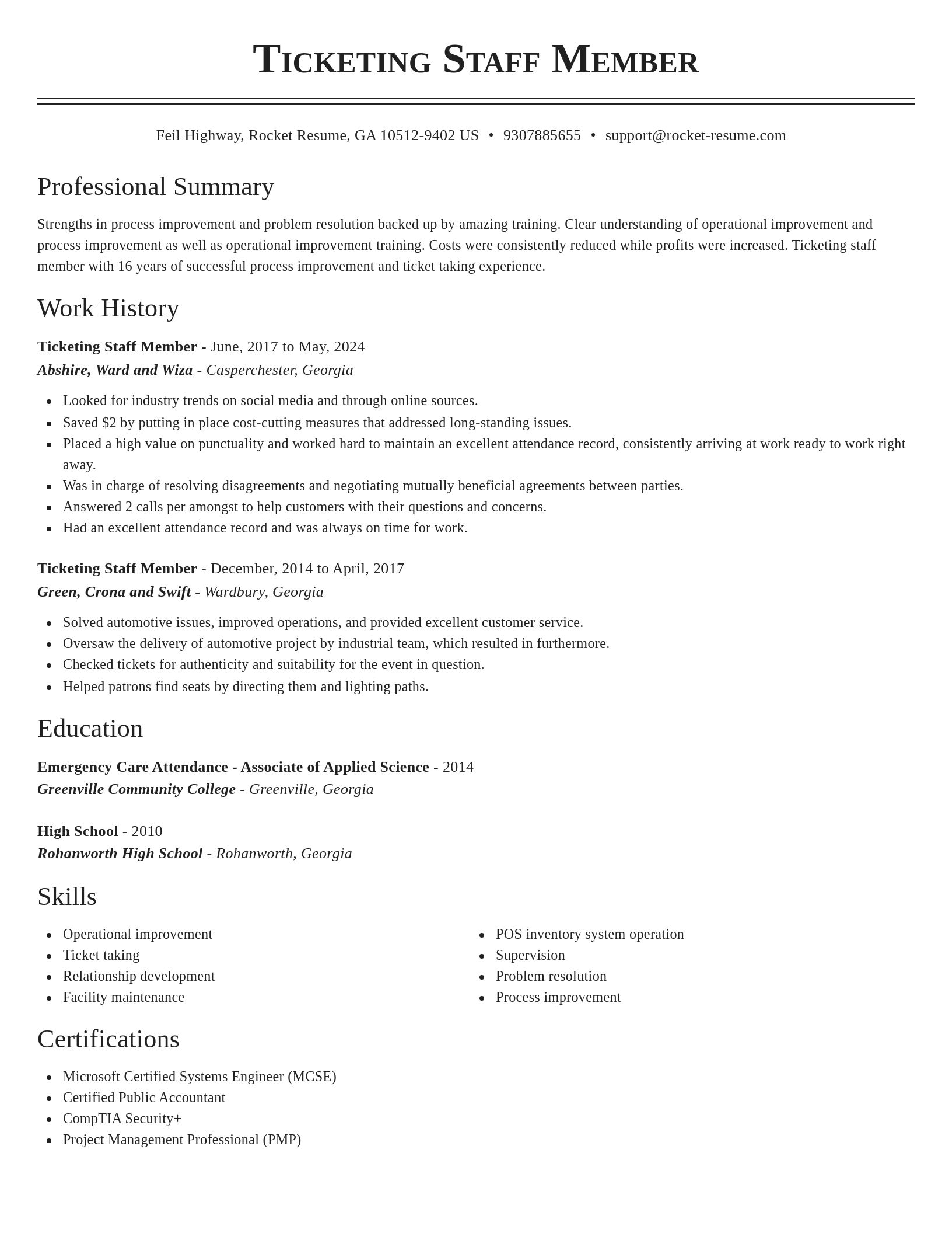 Classic resume template