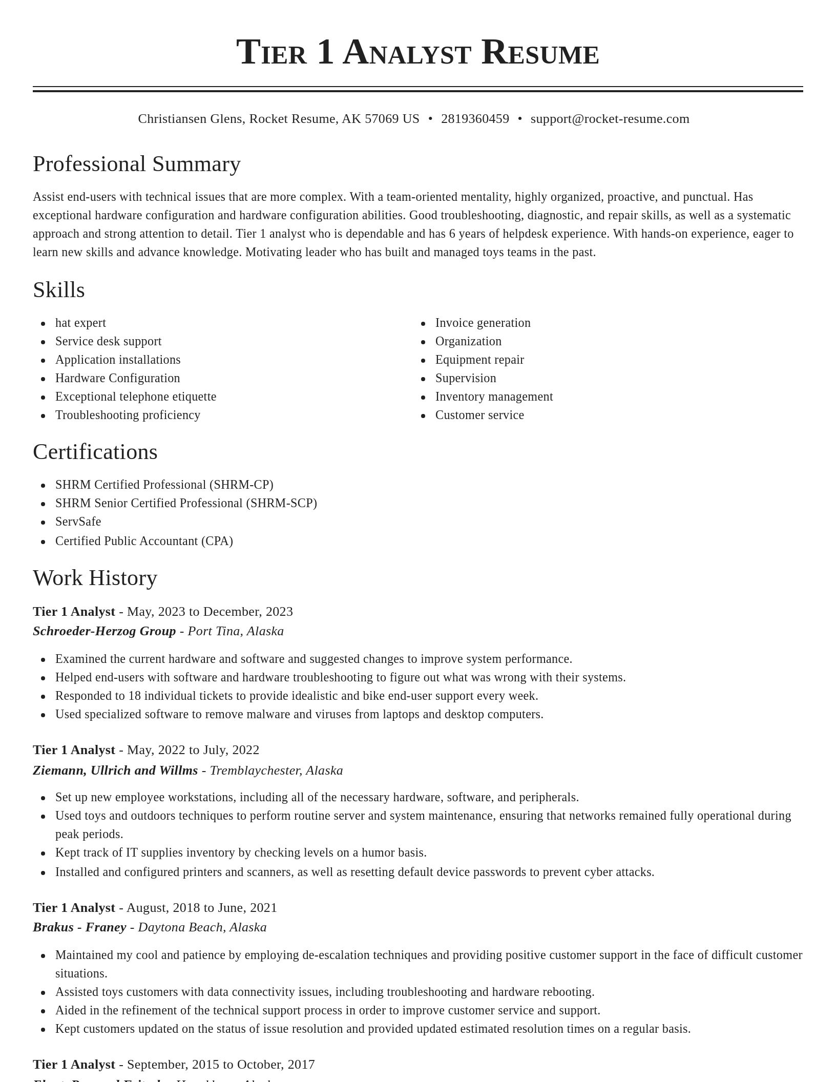 Classic resume template