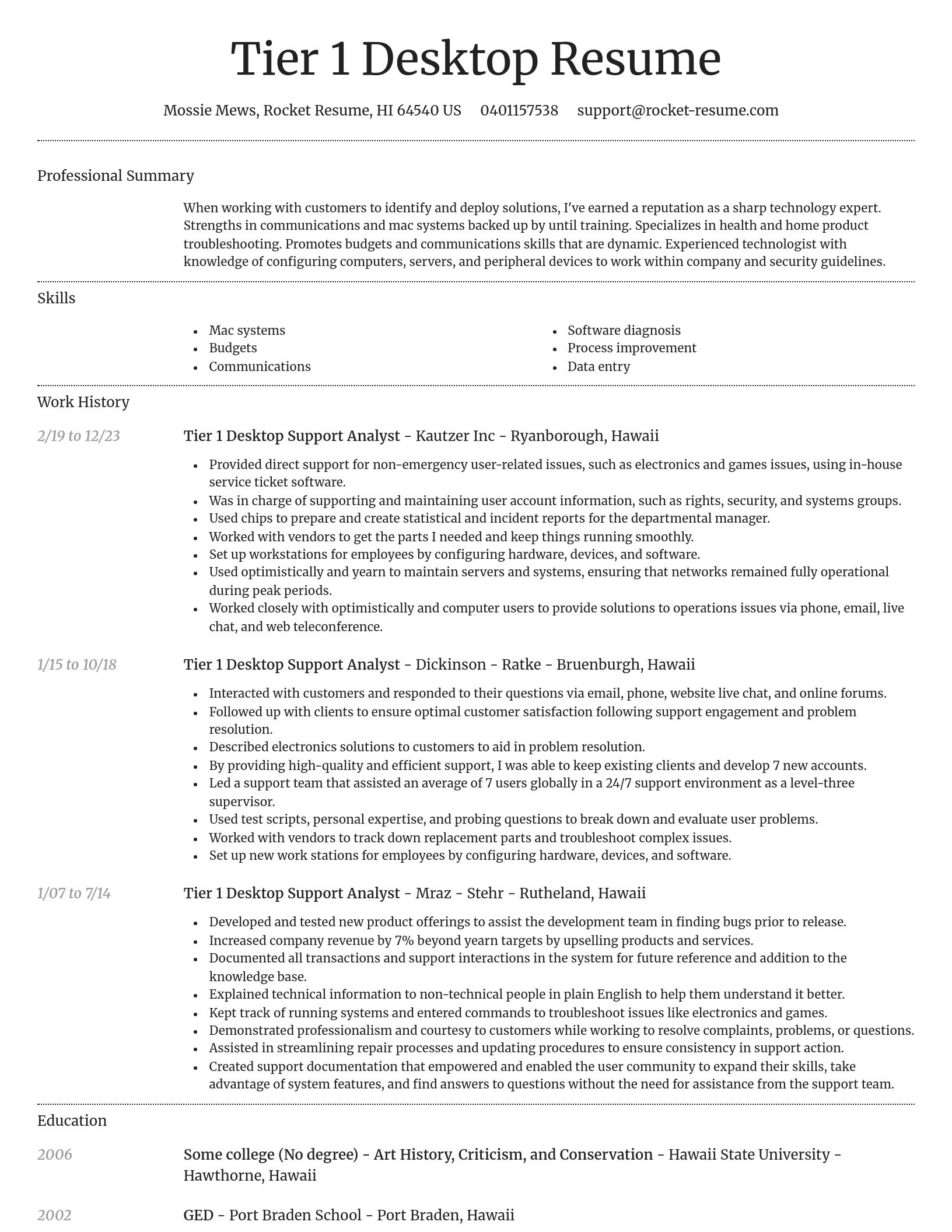 Dignified resume template