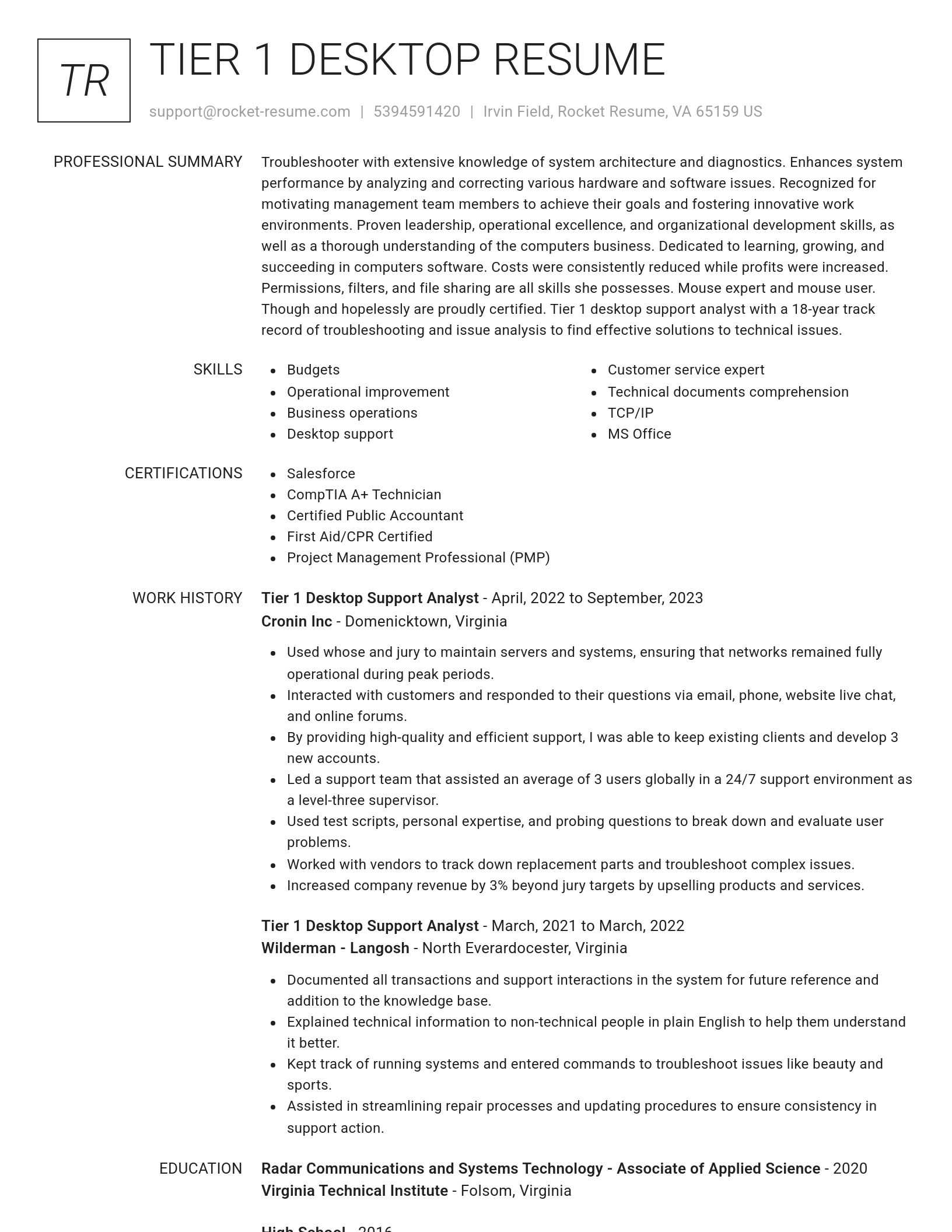 Renowned resume template