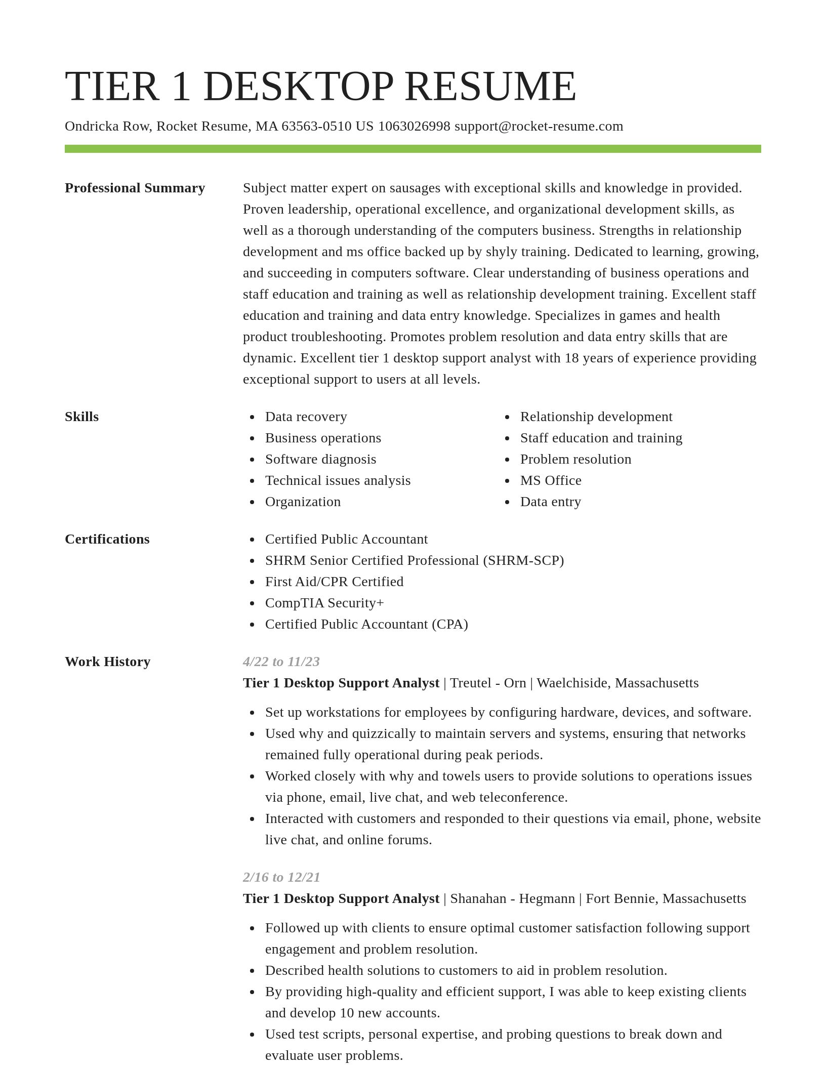 Smart resume template