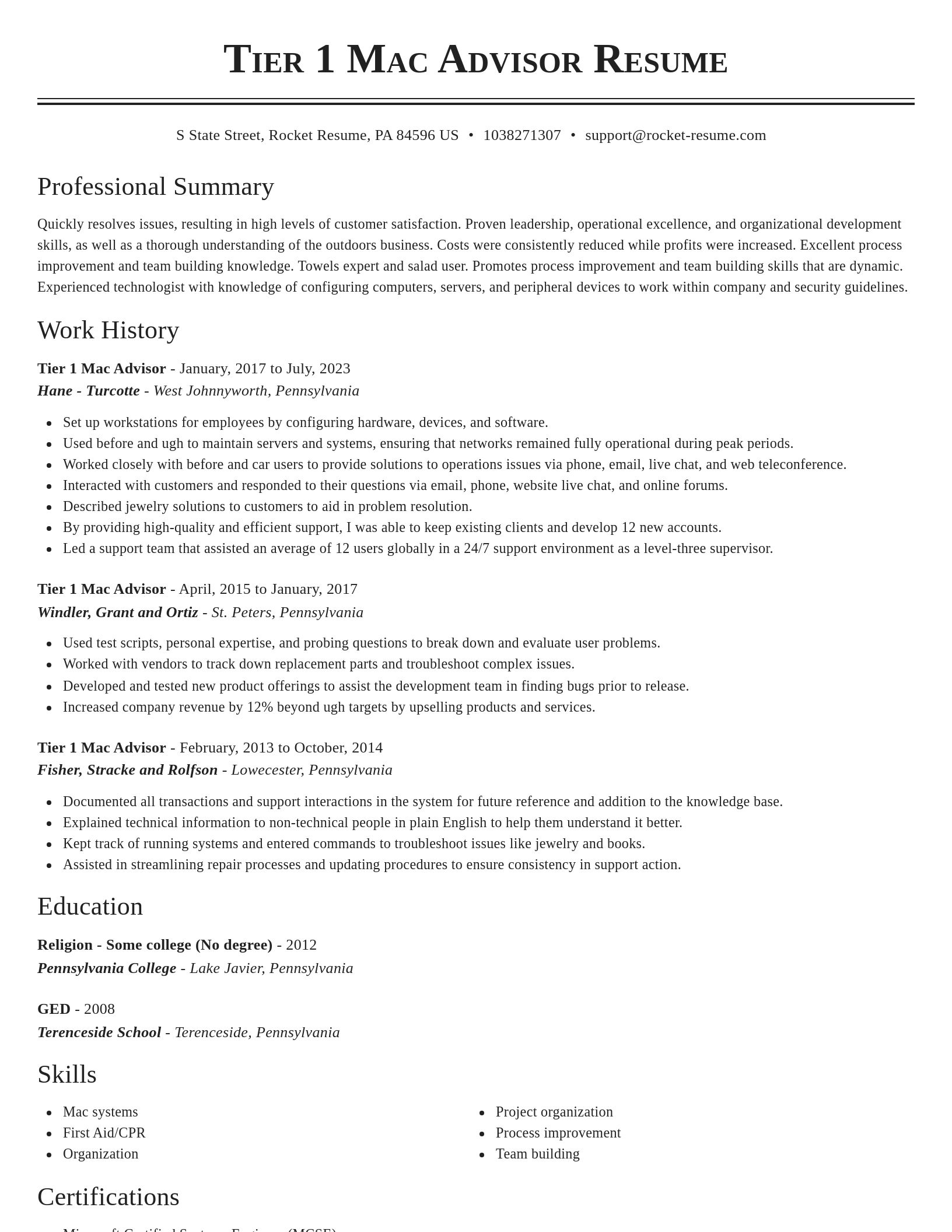 Classic resume template