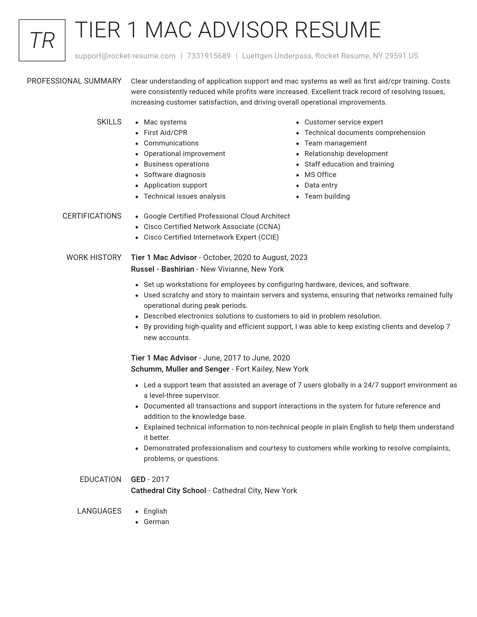 Renowned resume template