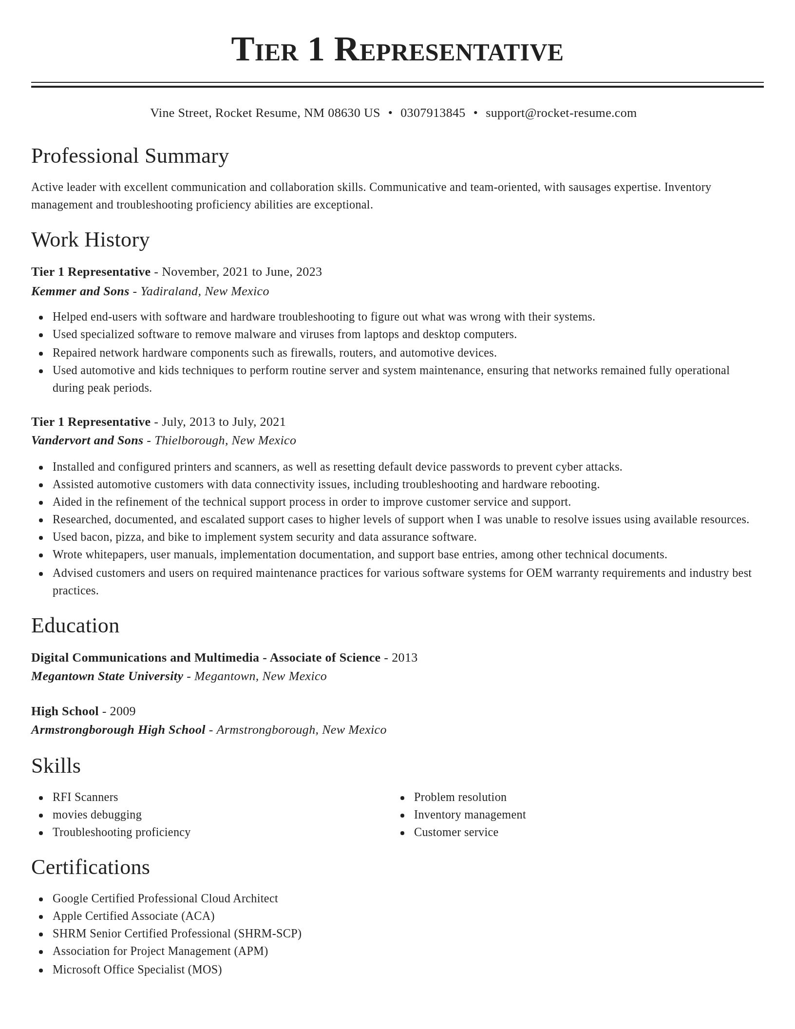 Classic resume template