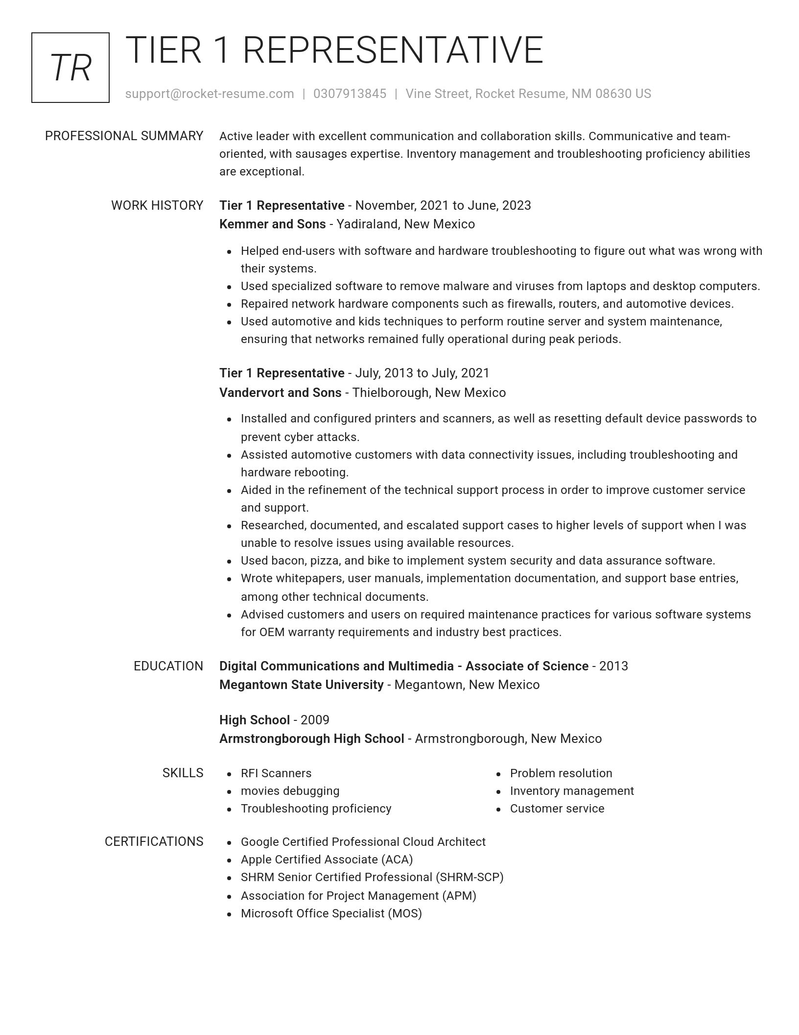 Renowned resume template