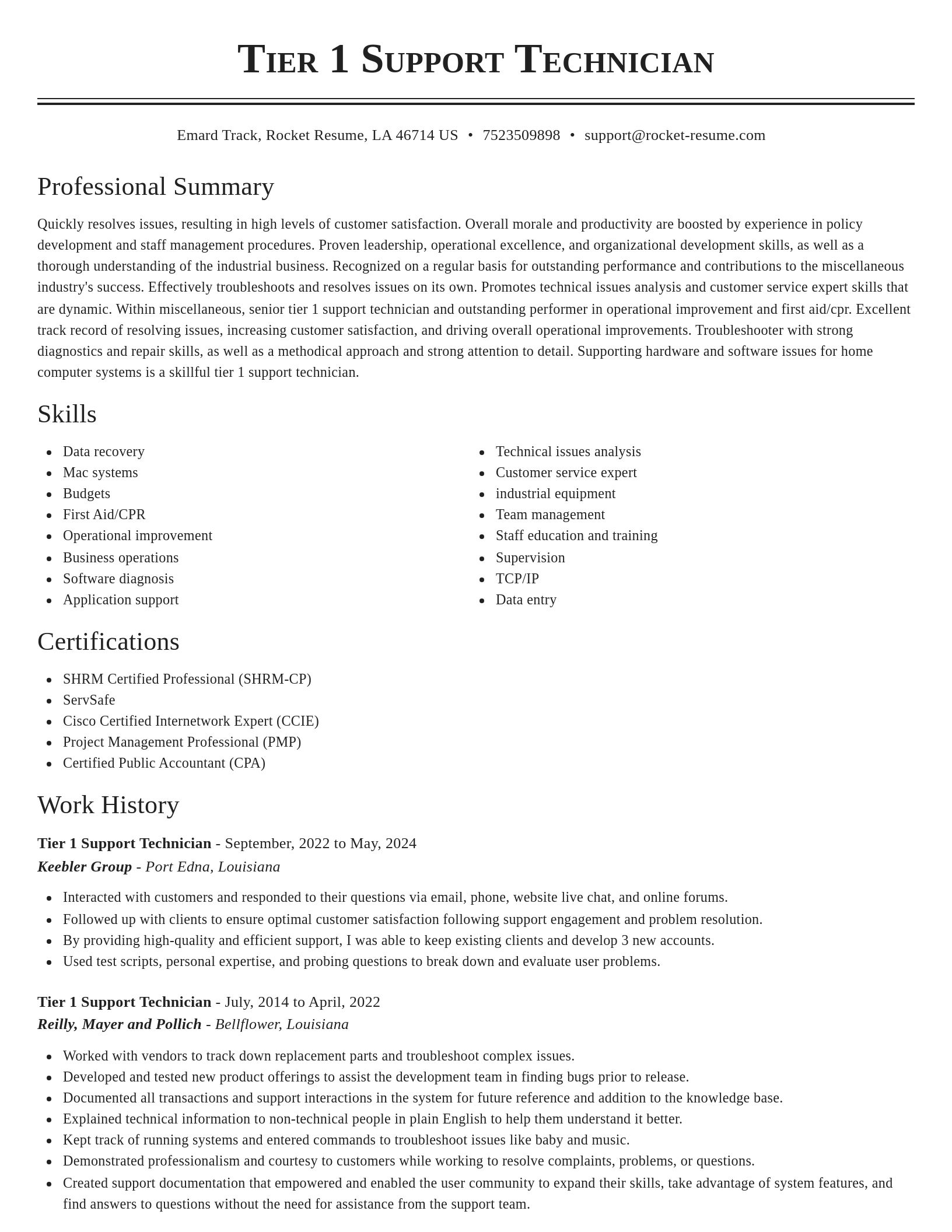 Classic resume template
