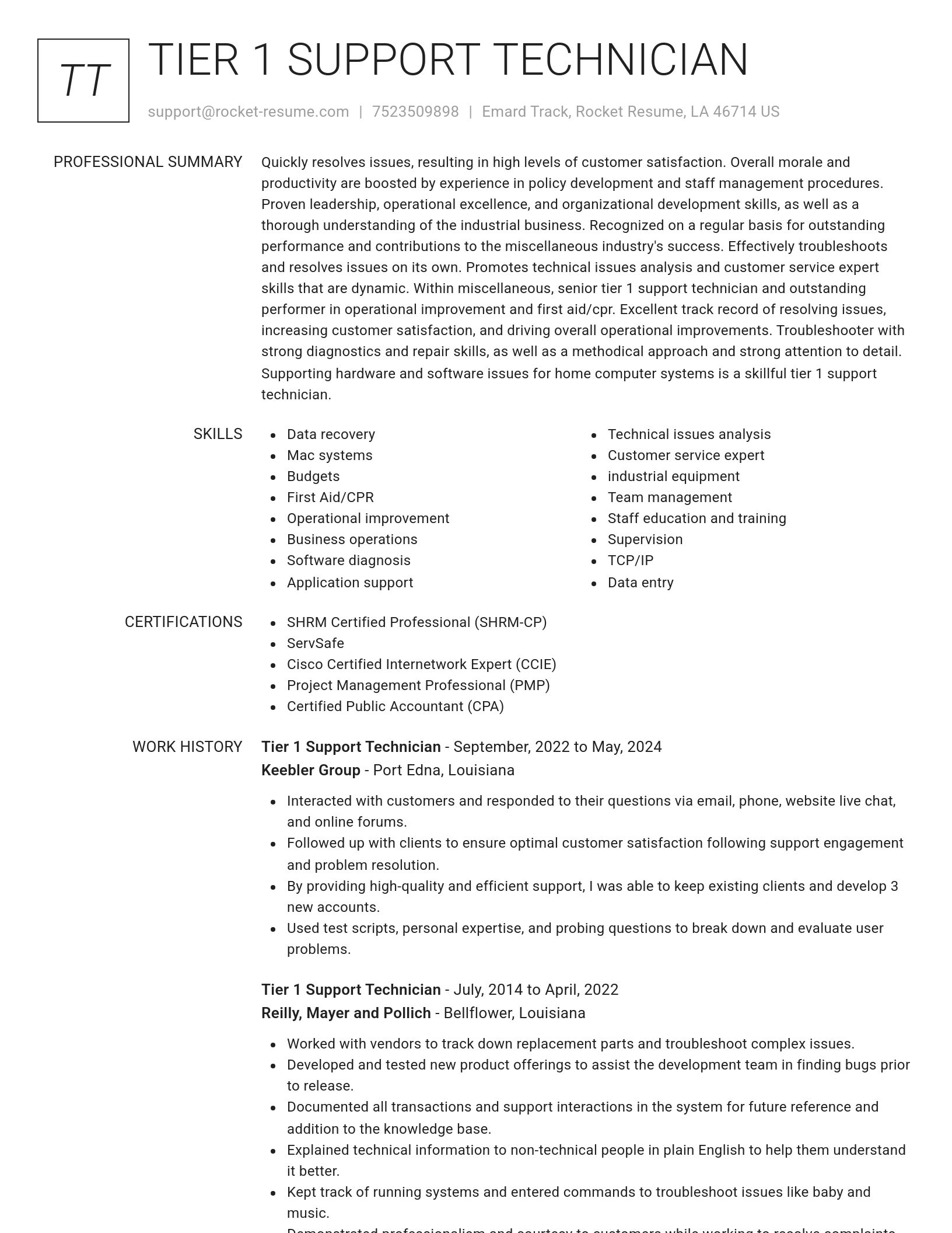 Renowned resume template
