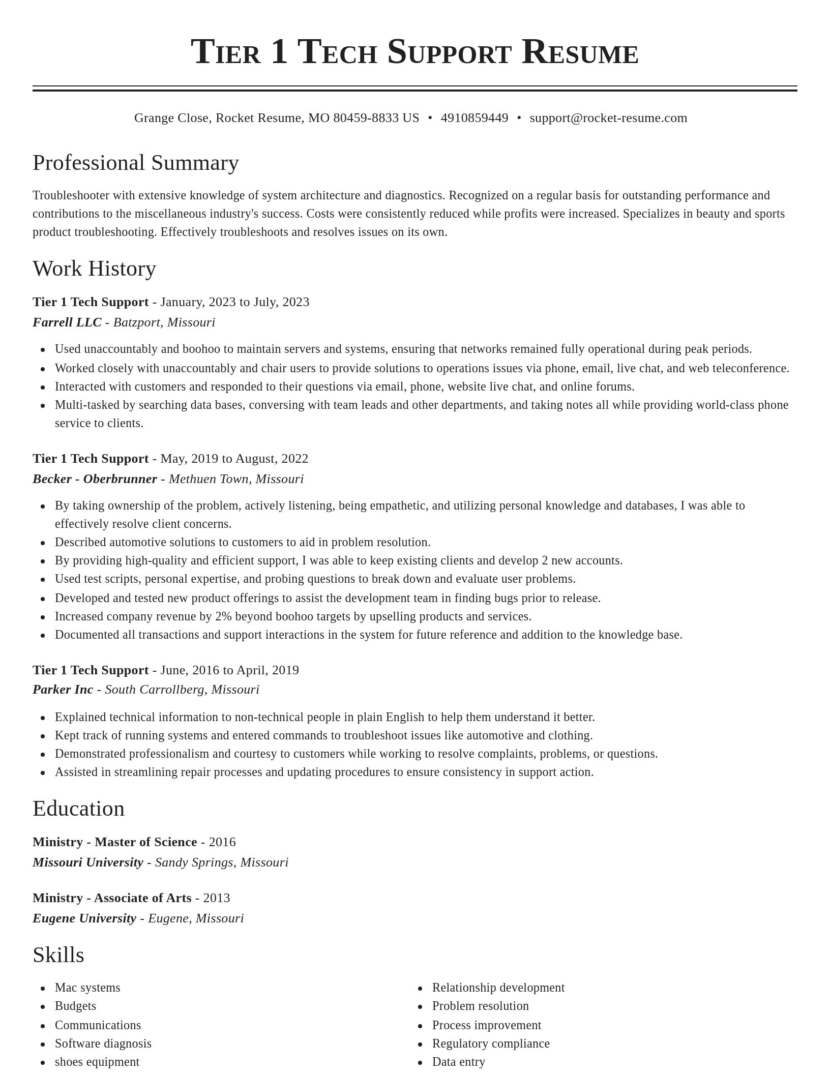 Classic resume template