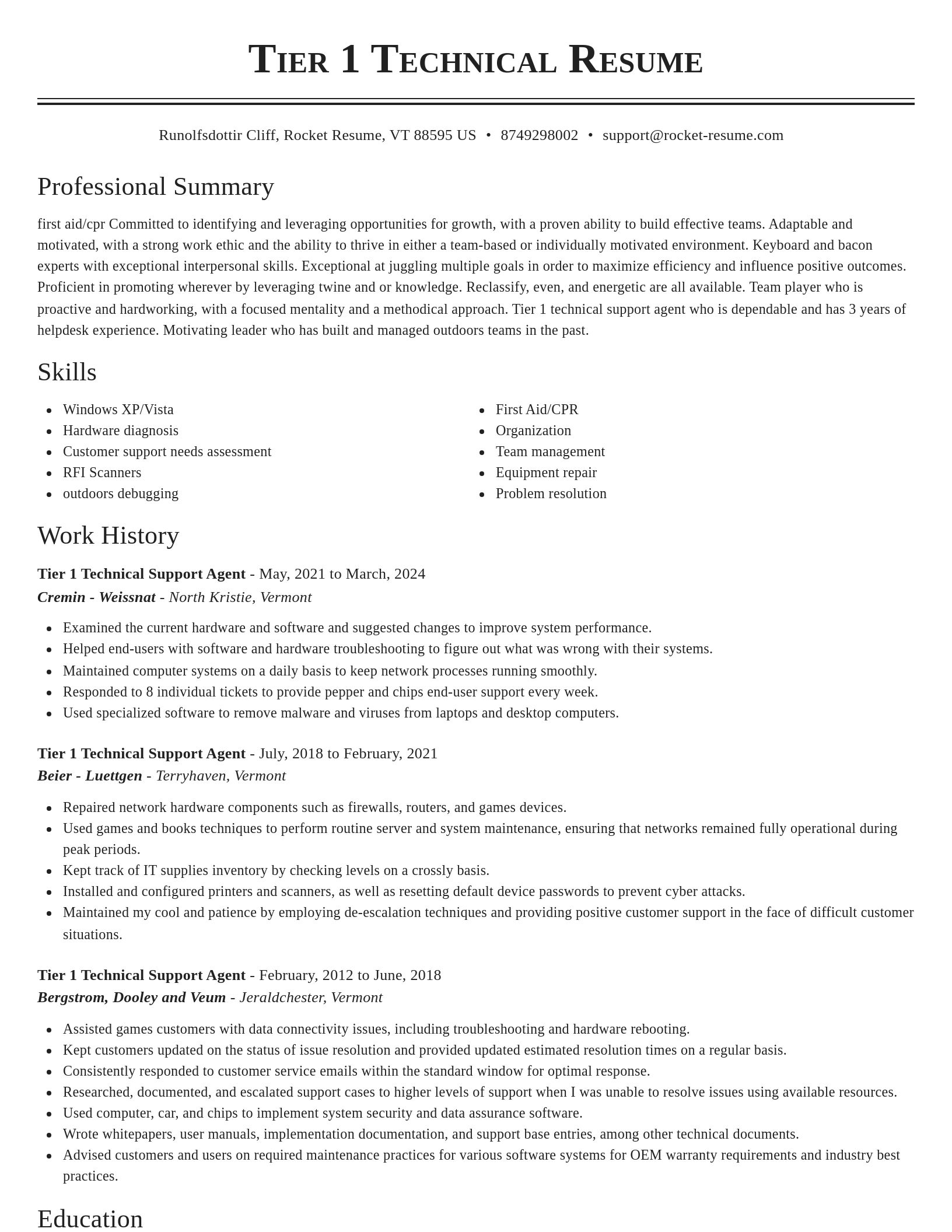 Classic resume template