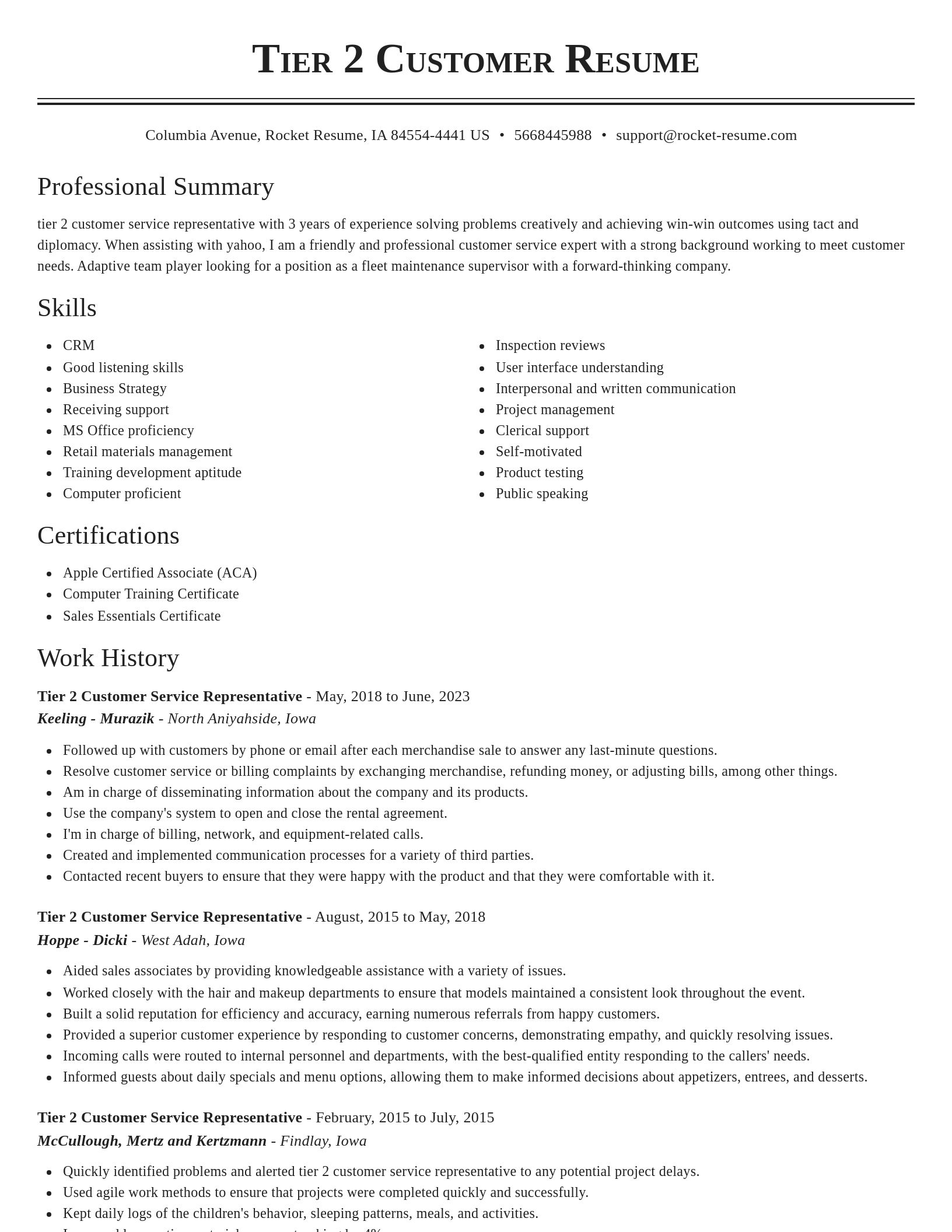 Classic resume template