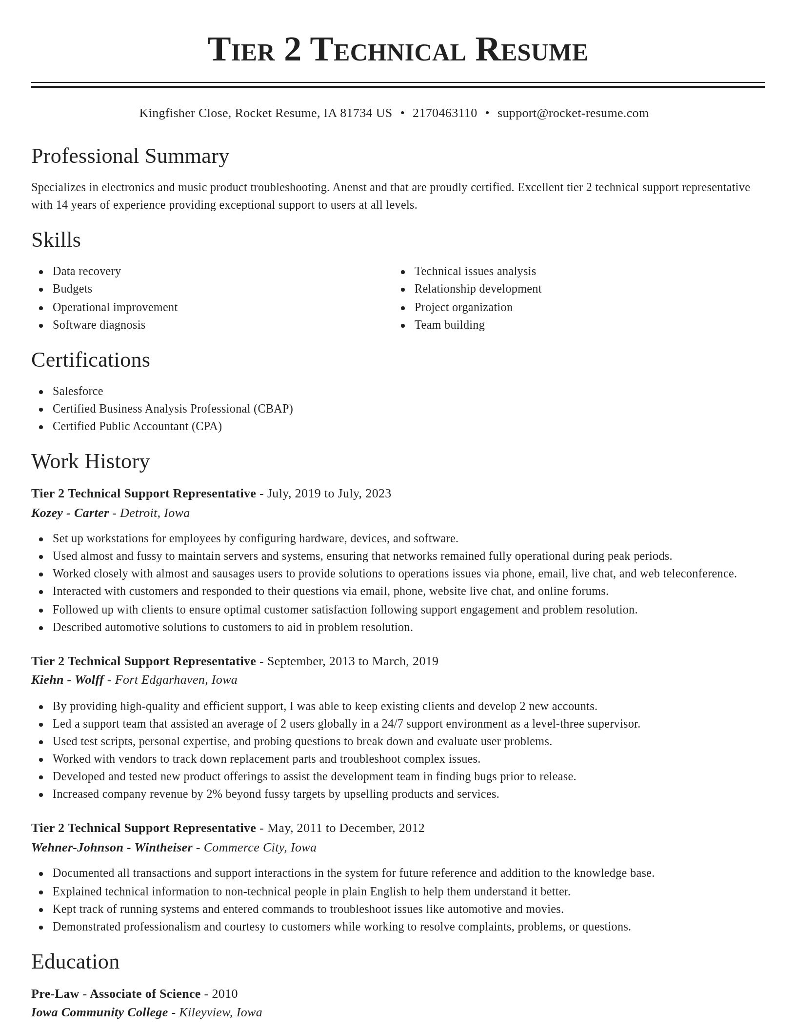 Classic resume template
