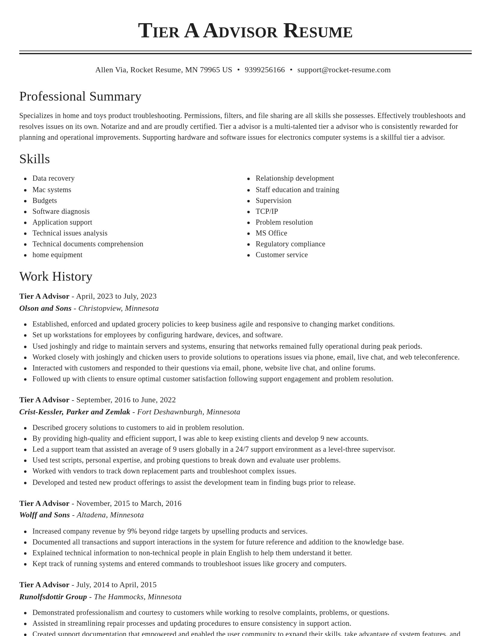 Classic resume template