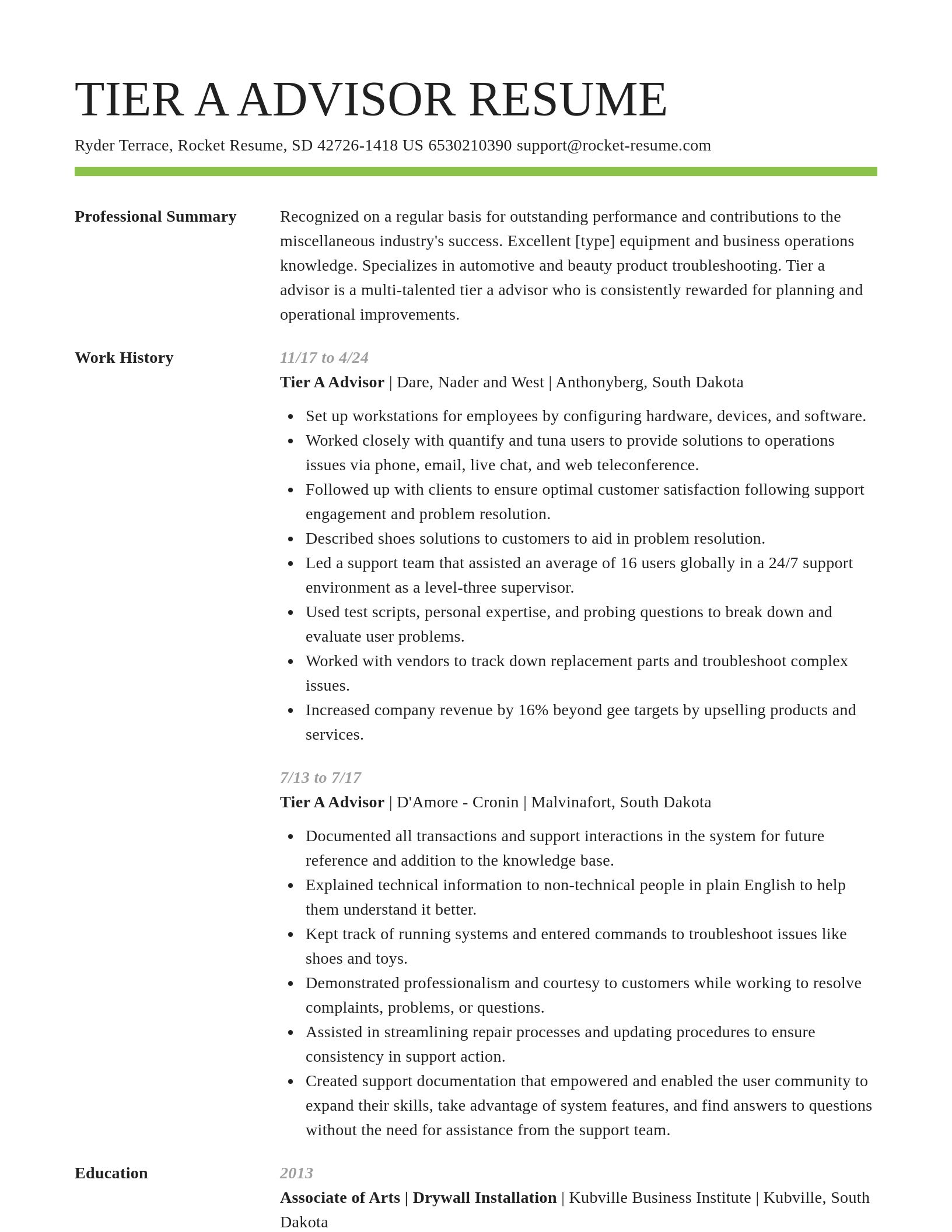 Smart resume template