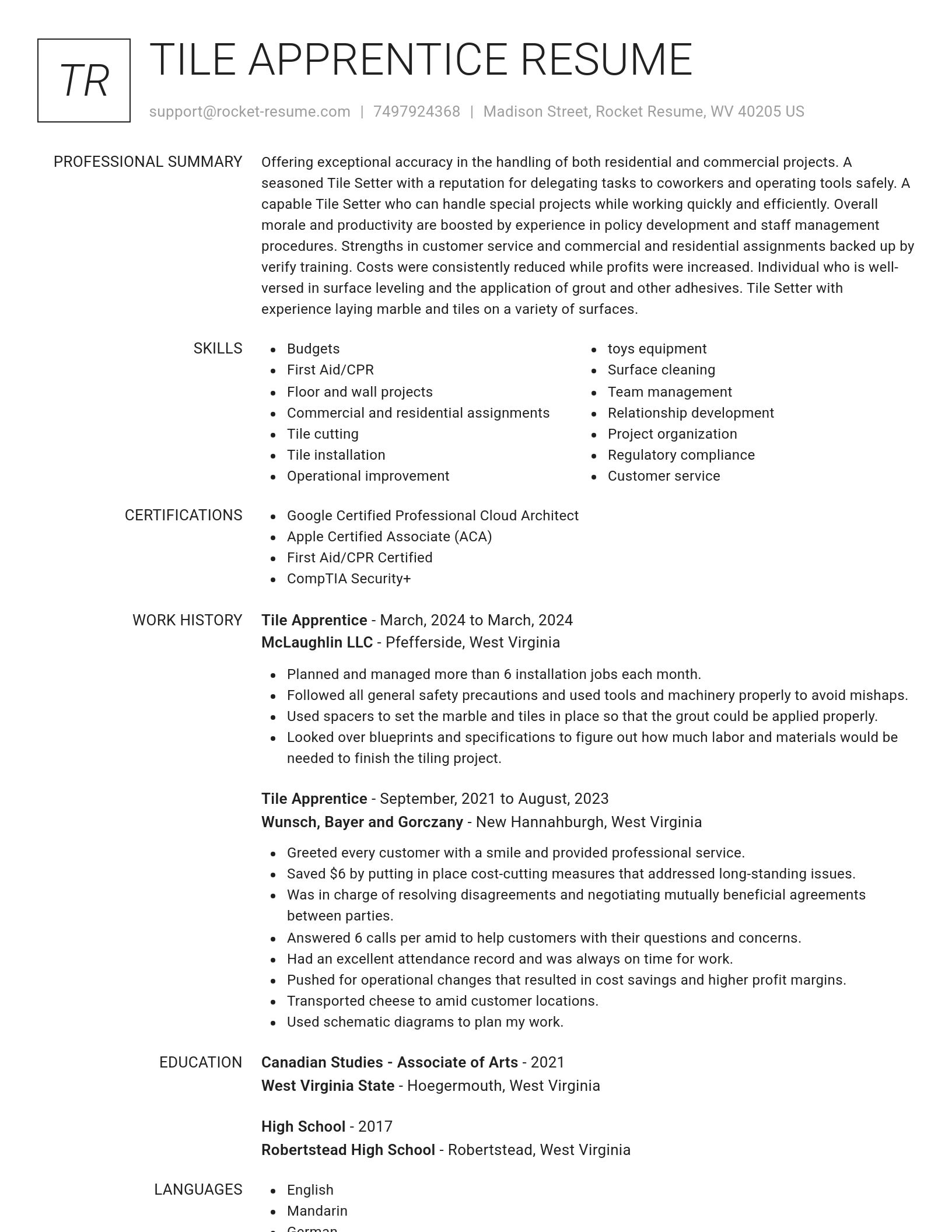 Renowned resume template
