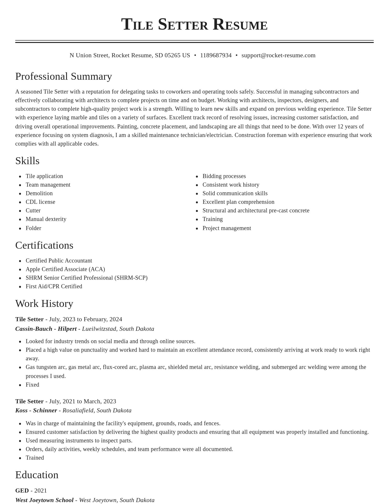 Classic resume template