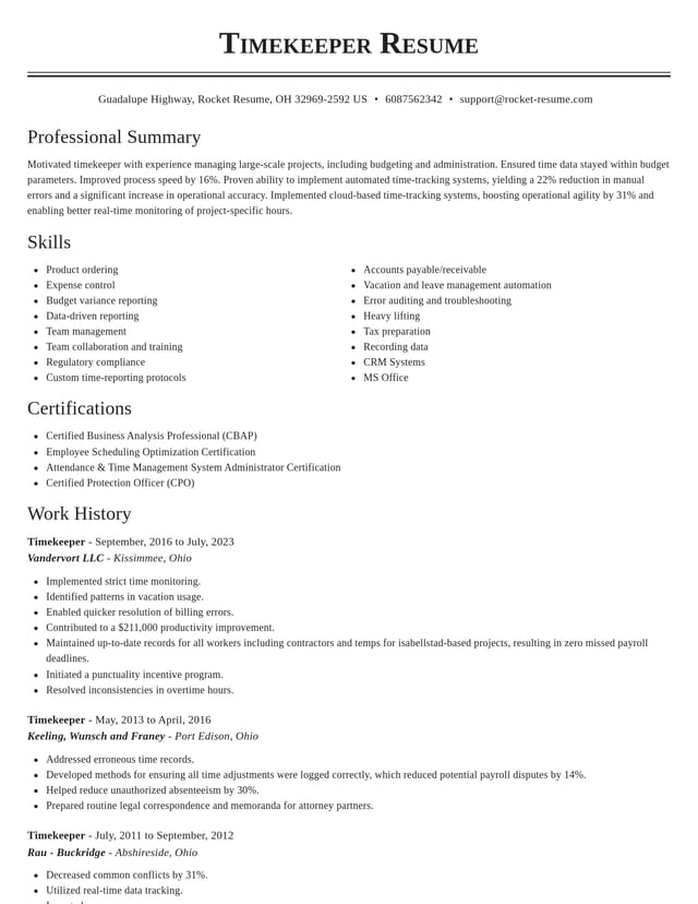 Classic resume template