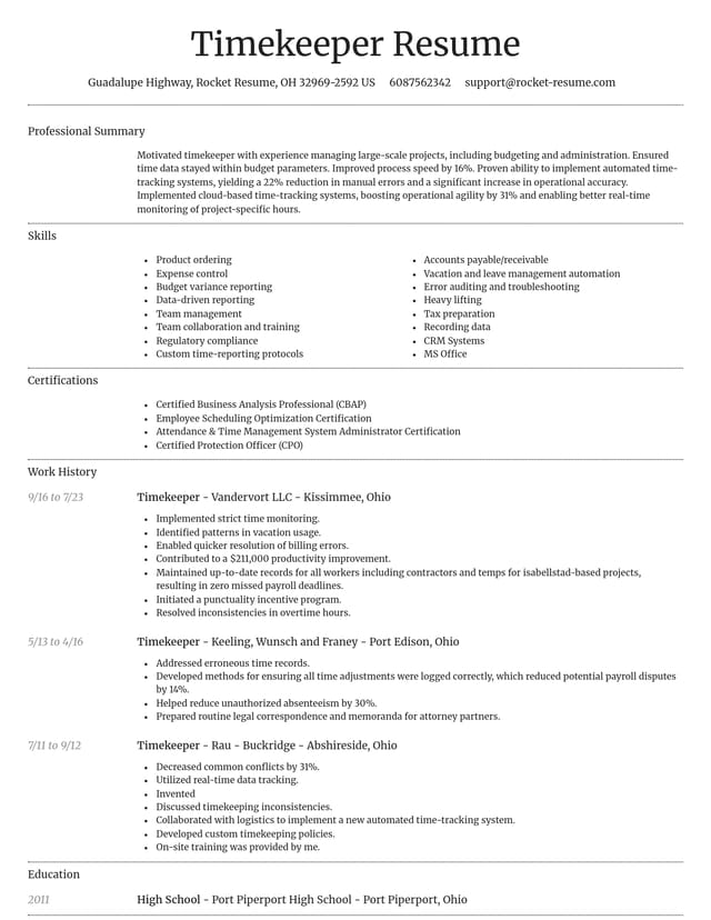 Dignified resume template